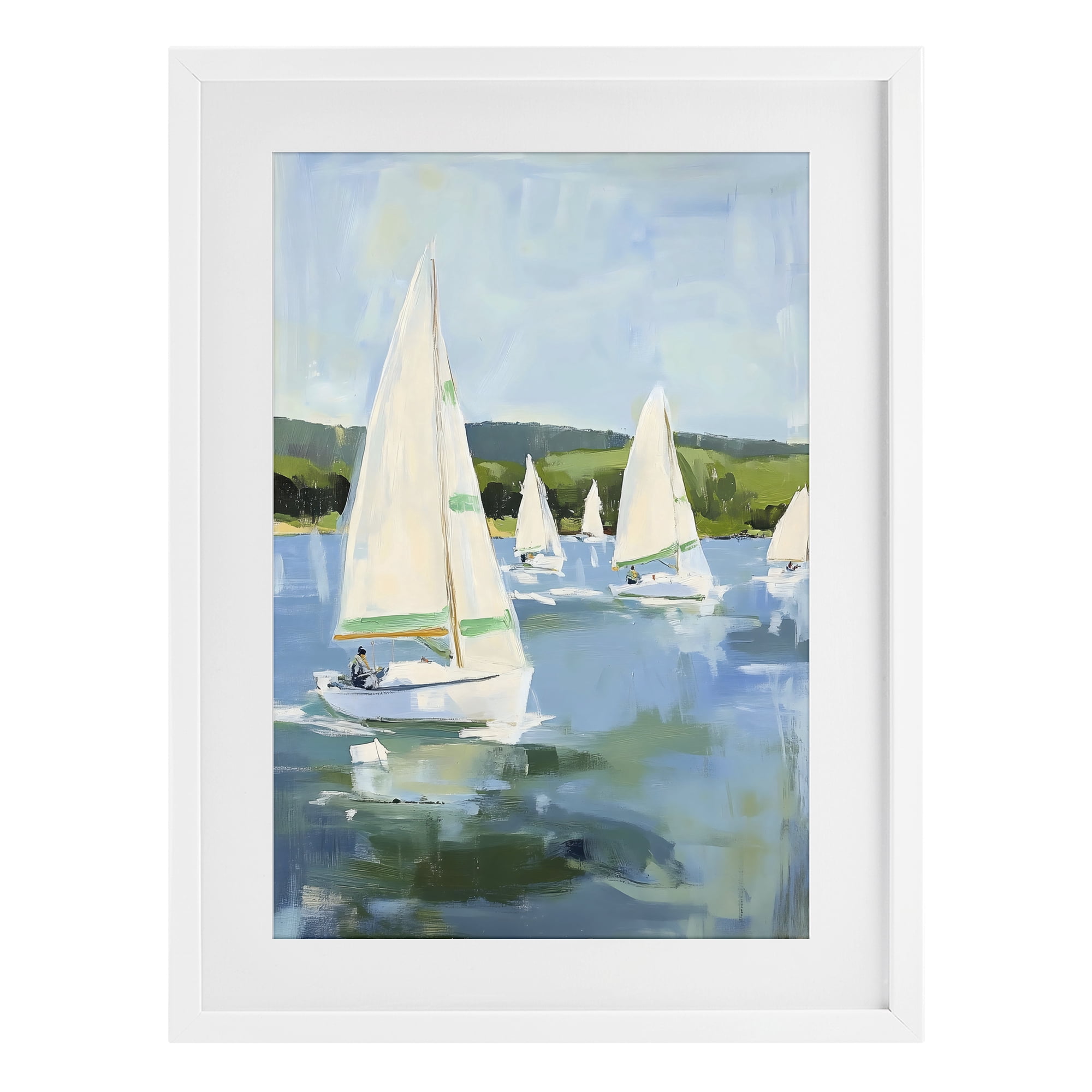 Stupell Industries Boat Race Regatta White Framed Print Under Glass, design by Petal Prints Design