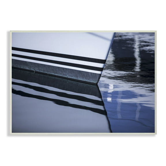 Stupell Industries Boat Reflection Ocean Lake Photograph Wood Plaque by Third and Wall