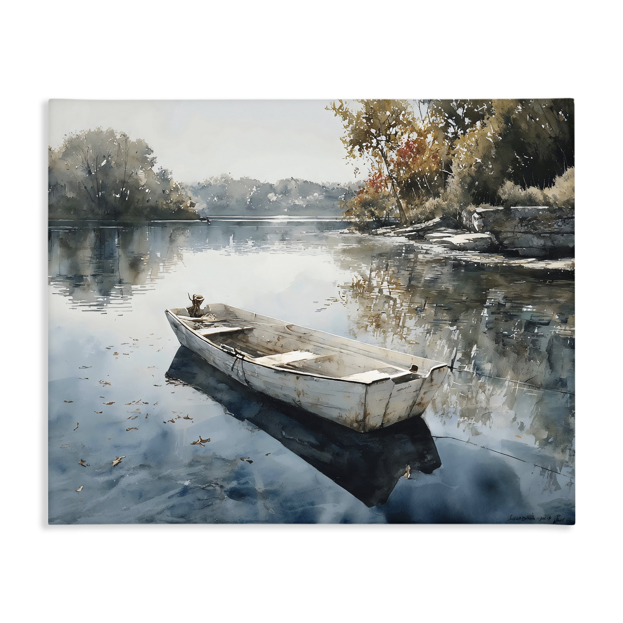 Stupell Industries Boat Ride Through Autumn Reflections Canvas Wall Art, design by Franklyn Gregory