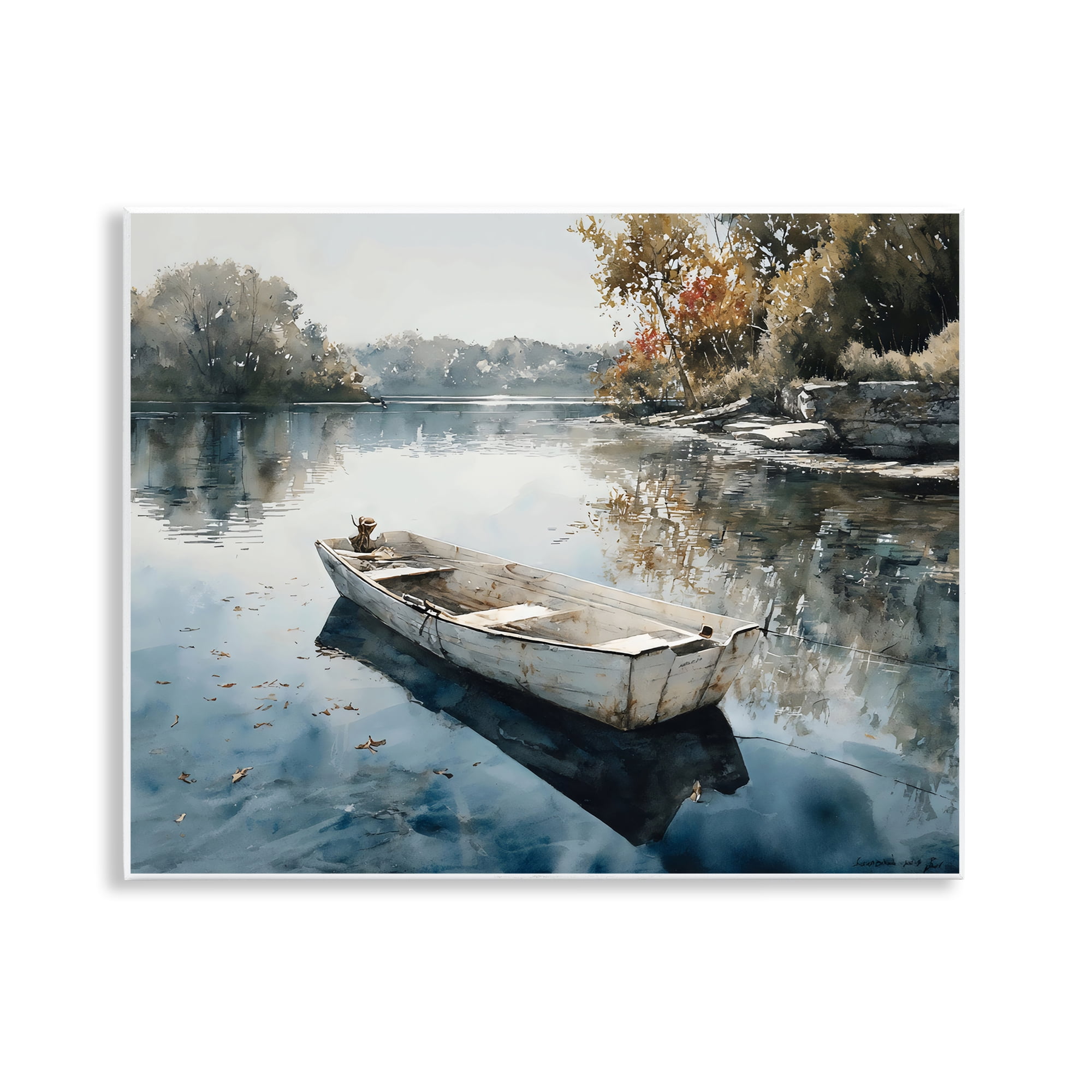 Stupell Industries Boat Ride Through Autumn Reflections Wall Plaque Art, design by Franklyn Gregory