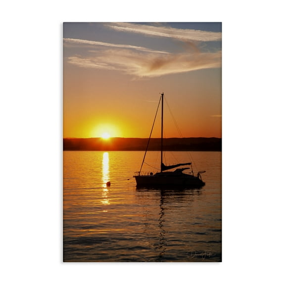 Stupell Industries Boat Ride at Sunset Landscape Photography Gallery Wrapped Canvas Art Print Wall Art, 16 x 24