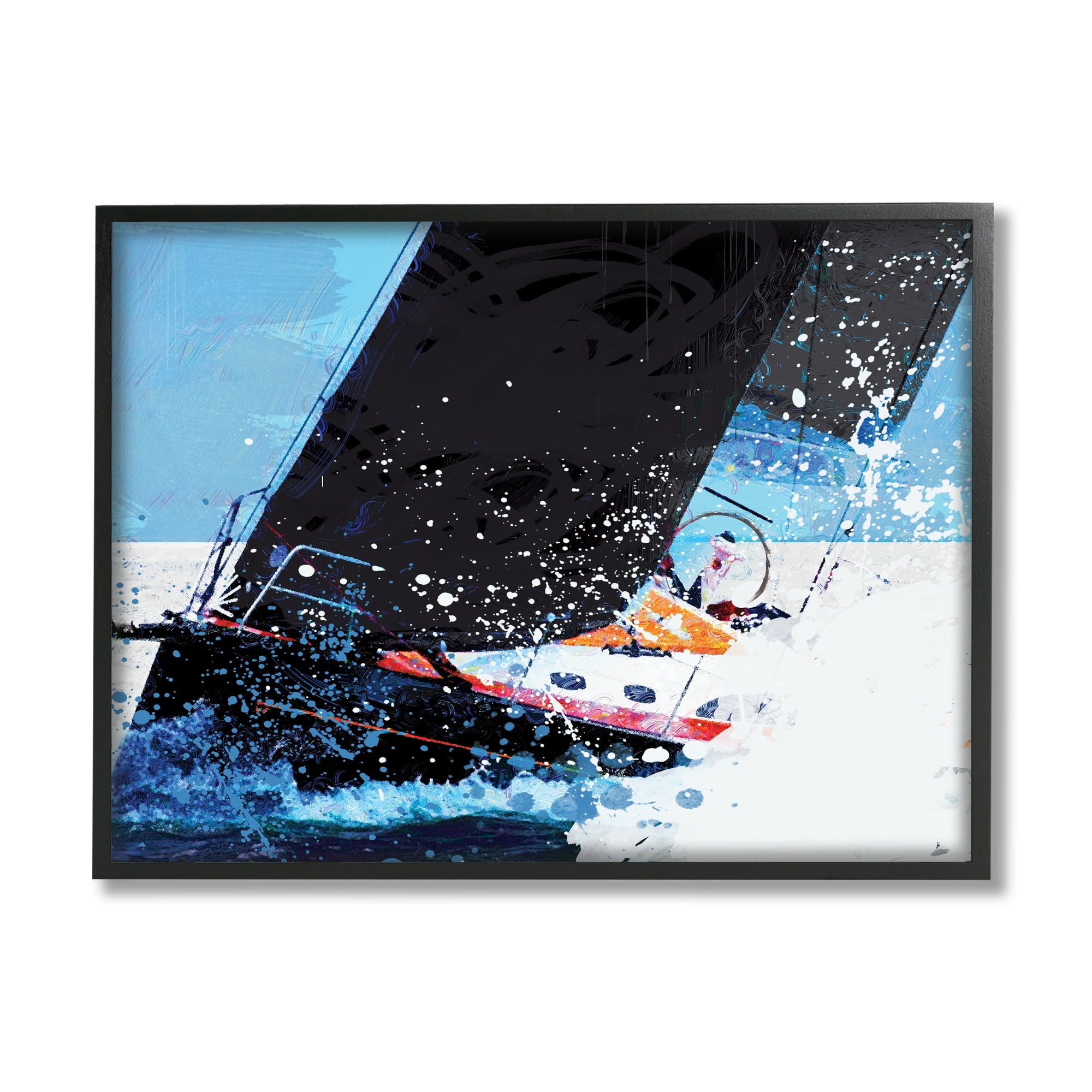 Stupell Industries Boat Rough Water Splashing Waves Ocean Collage , 20 x 16, Design by Savannah Miller