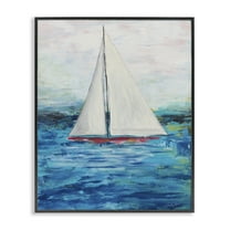 Stupell Industries Boat Setting Sail Coastal Painting Black Framed Art Print Wall Art, 11 x 14