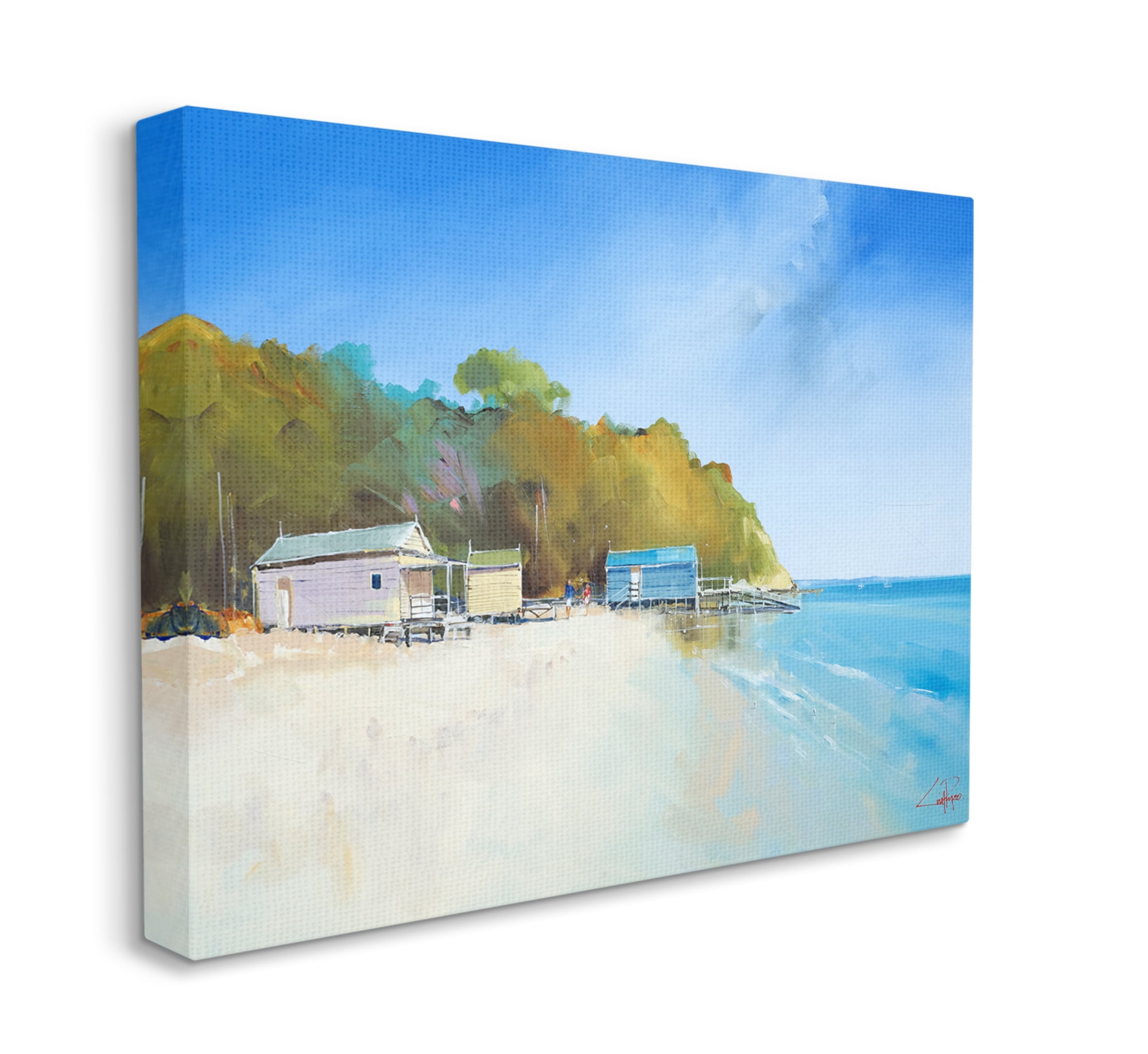 Stupell Industries Boat Shacks on Sandy Coast Beach Line Canvas Wall Art, 30 x 40, Design by Craig Trewin Penny
