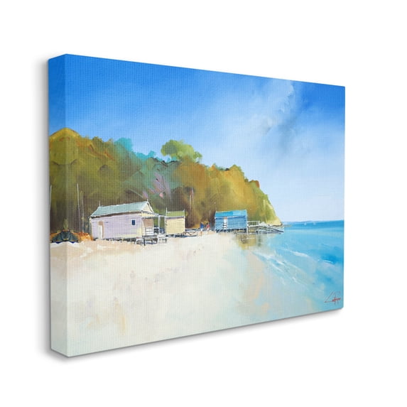 Stupell Industries Boat Shacks on Sandy Coast Beach Line Canvas Wall Art, 30 x 40, Design by Craig Trewin Penny