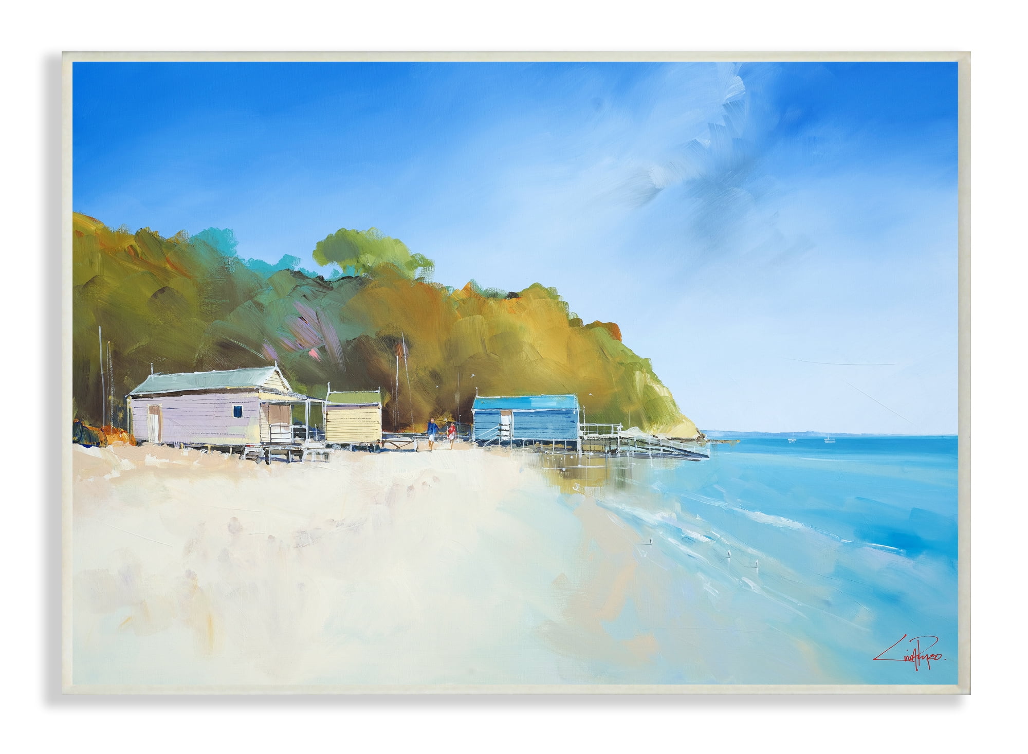 Stupell Industries Boat Shacks on Sandy Coast Beach Line Wall Plaque, 10 x 15, Design by Craig Trewin Penny