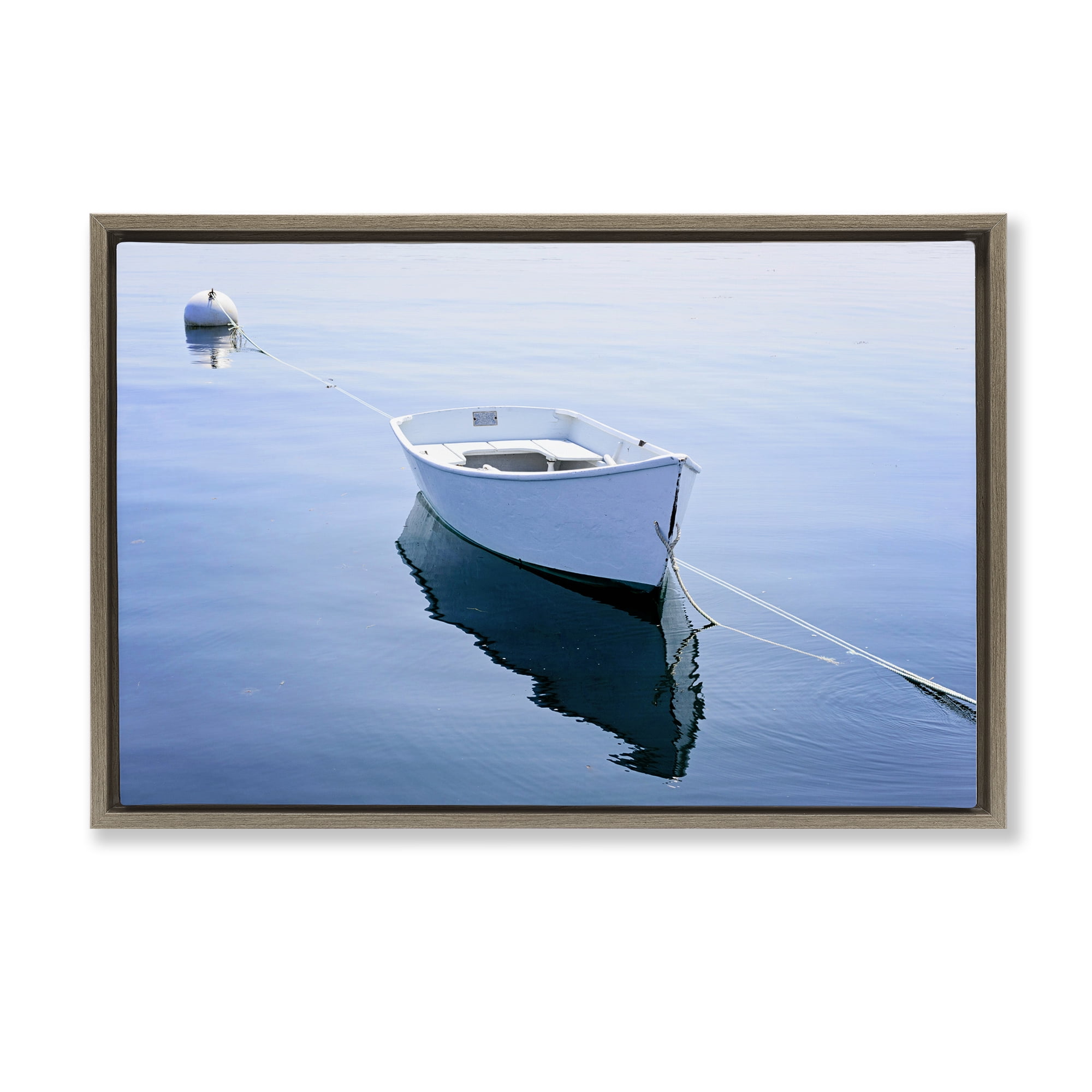Stupell Industries Boat Tied to Dock Brown Framed Floater Canvas Wall Art, design by JLM Photographs
