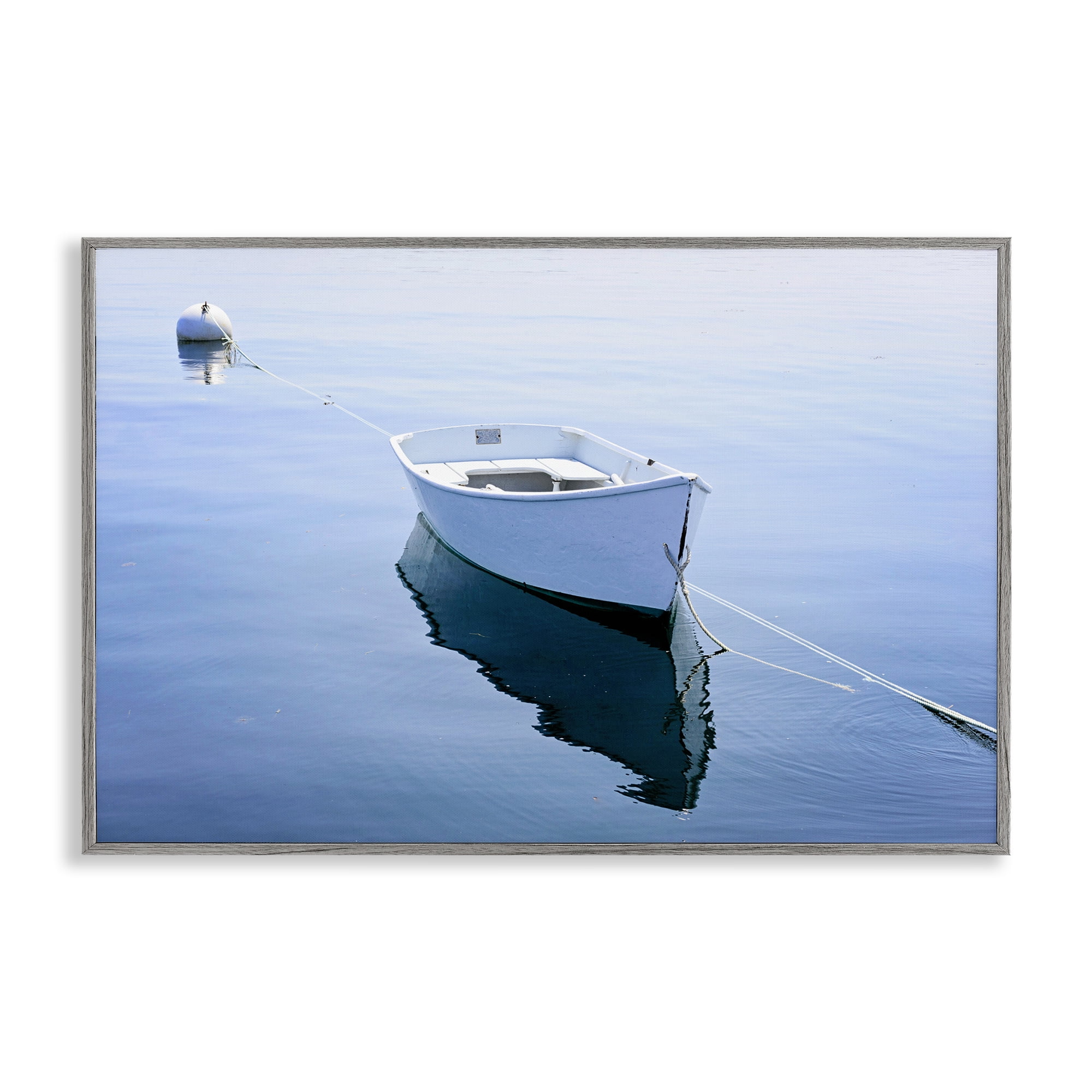 Stupell Industries Boat Tied to Dock Gray Framed Giclee Art, design by JLM Photographs