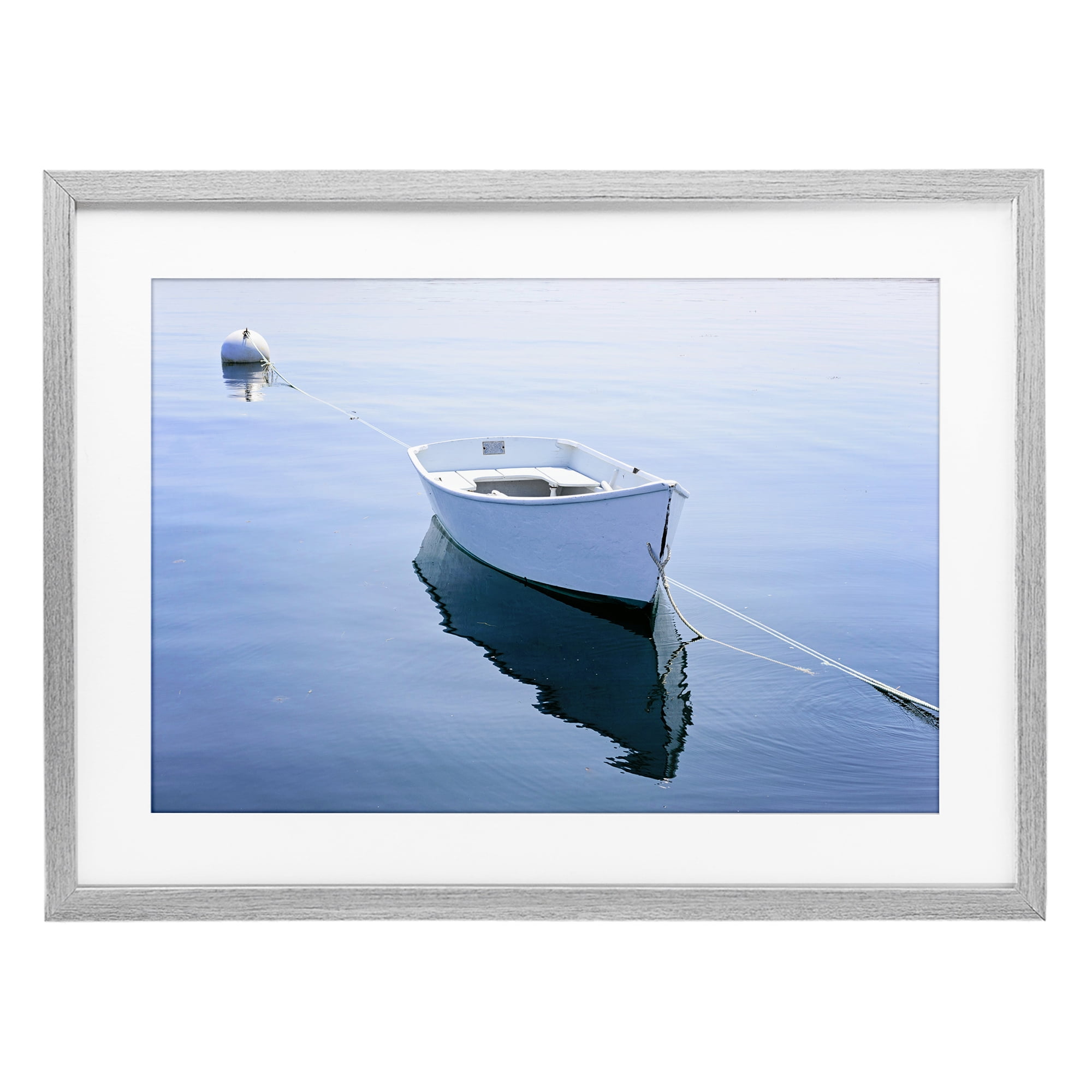 Stupell Industries Boat Tied to Dock Gray Framed Print Under Glass, design by JLM Photographs