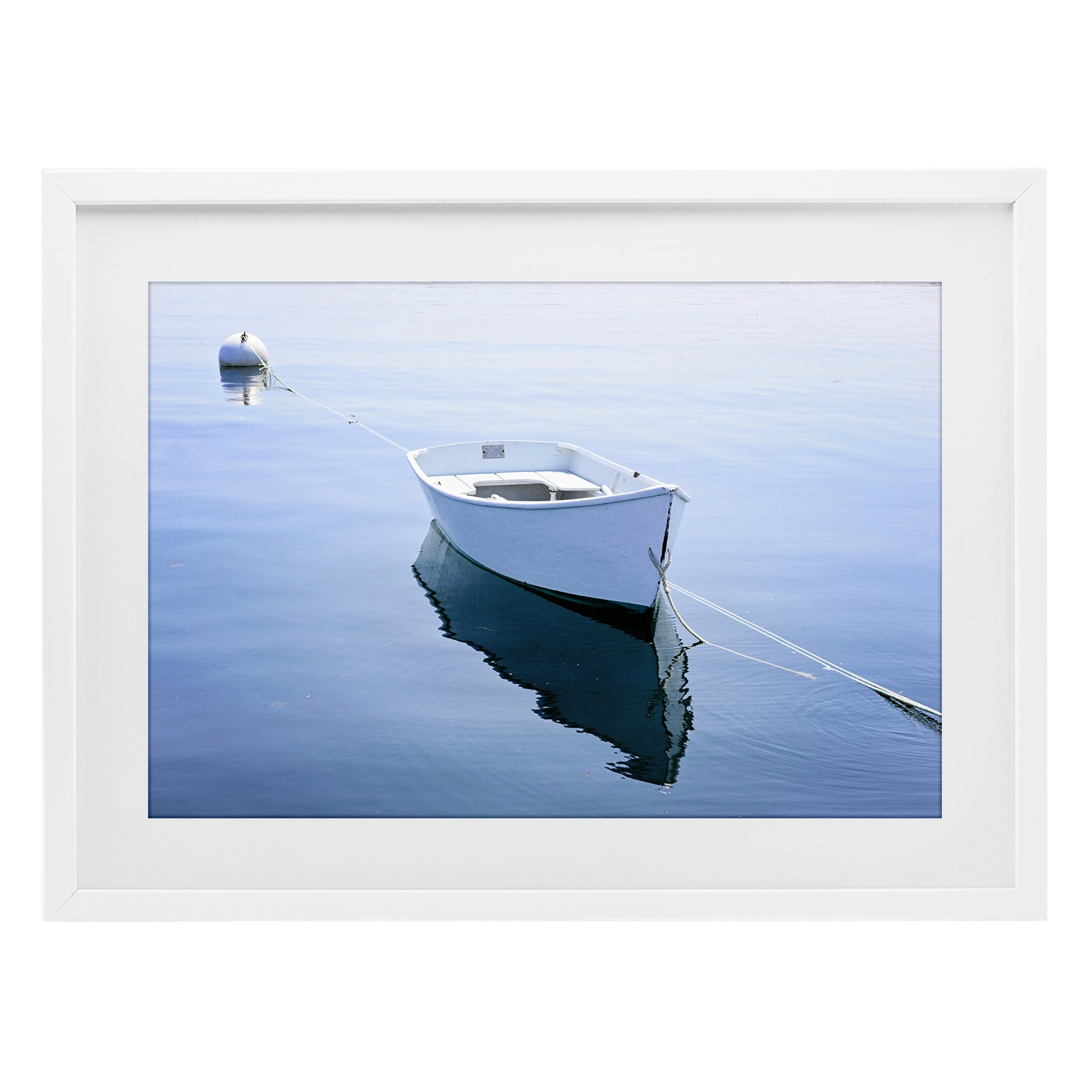 Stupell Industries Boat Tied to Dock White Framed Print Under Glass, design by JLM Photographs