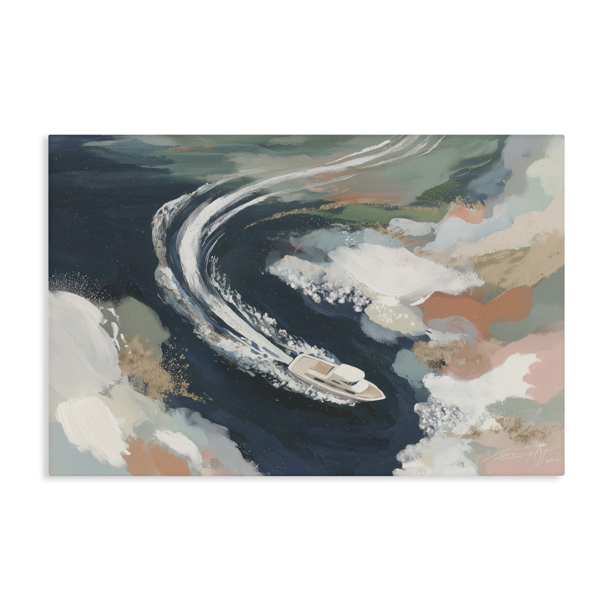 Stupell Industries Boat Wake From Above Canvas Wall Art, design by Chromatic Storm Studio
