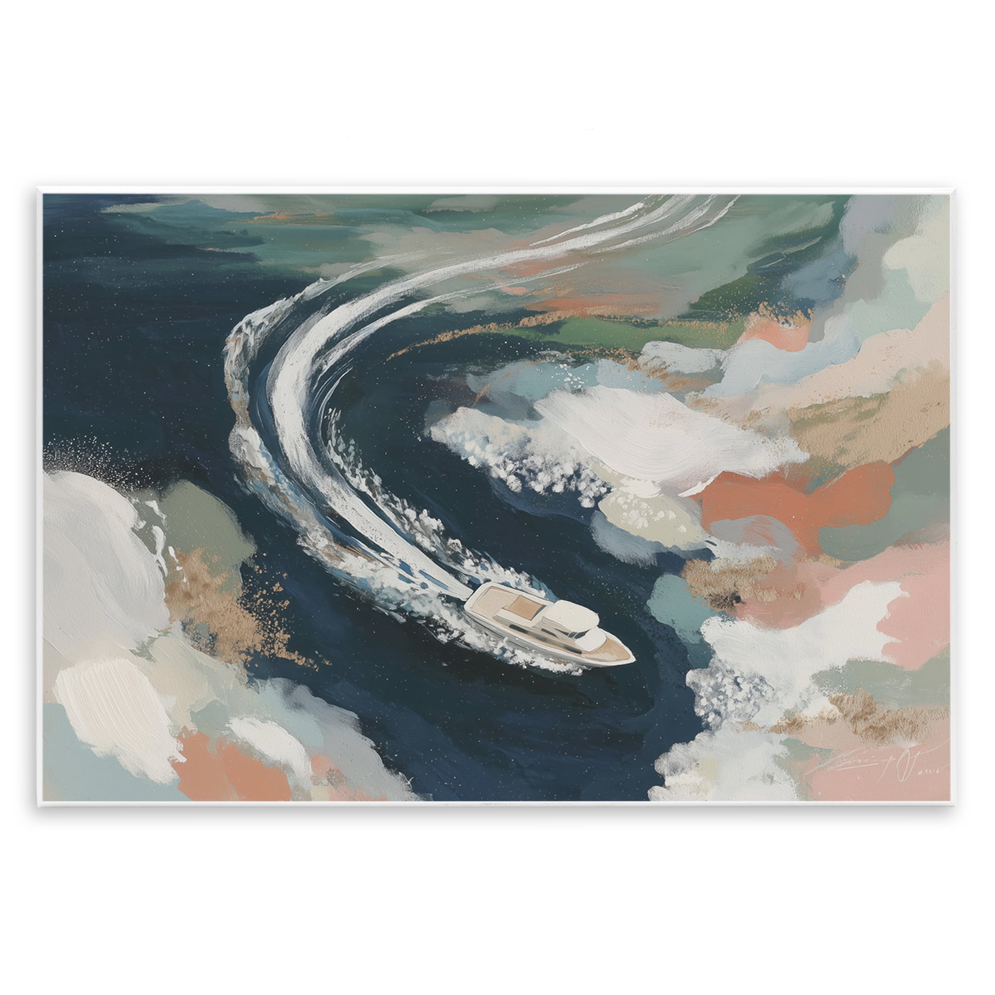 Stupell Industries Boat Wake From Above Wall Plaque Art, design by Chromatic Storm Studio