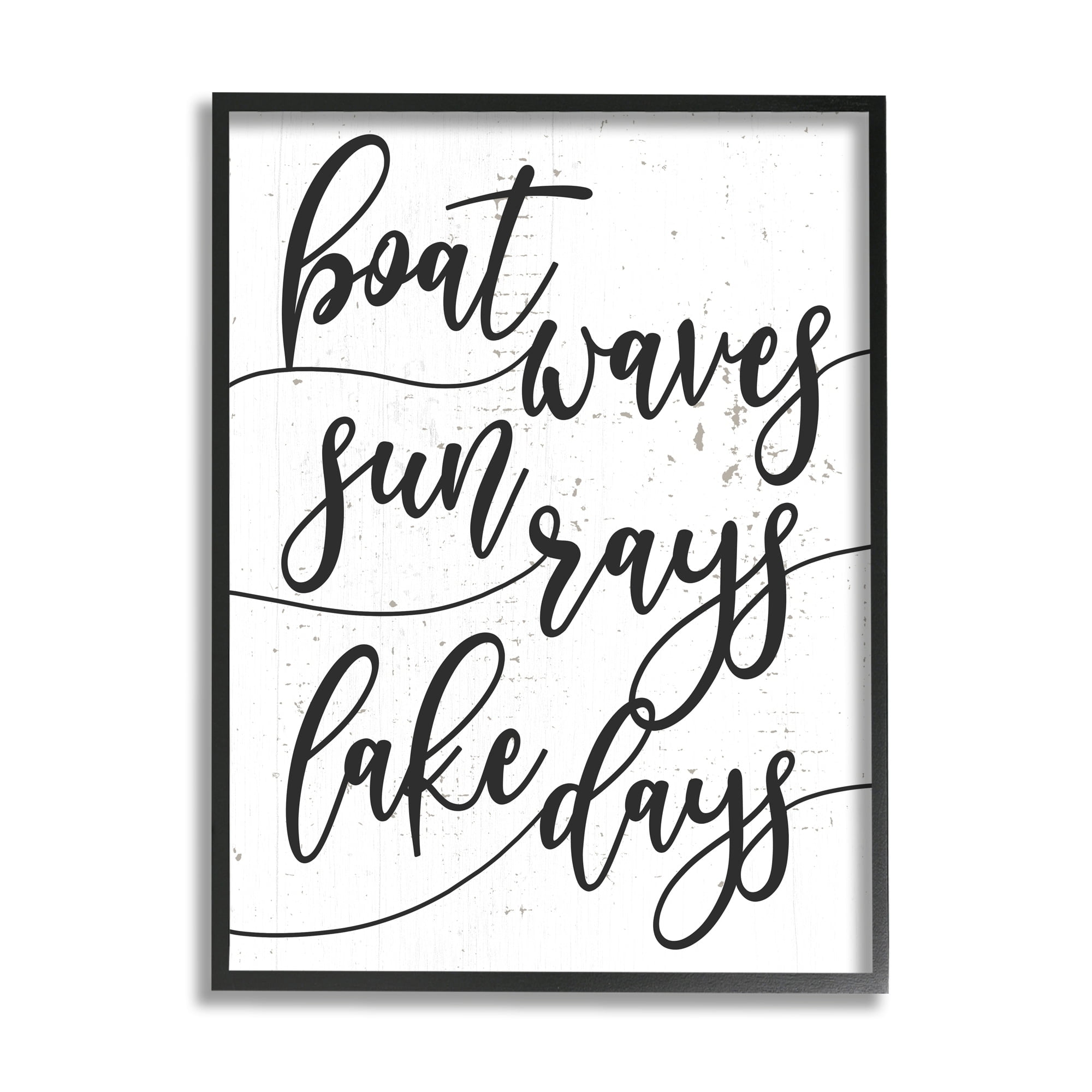 Stupell Industries Boat Waves Sun Rays Lake Days Phrase,16 x 20, Design by Daphne Polselli