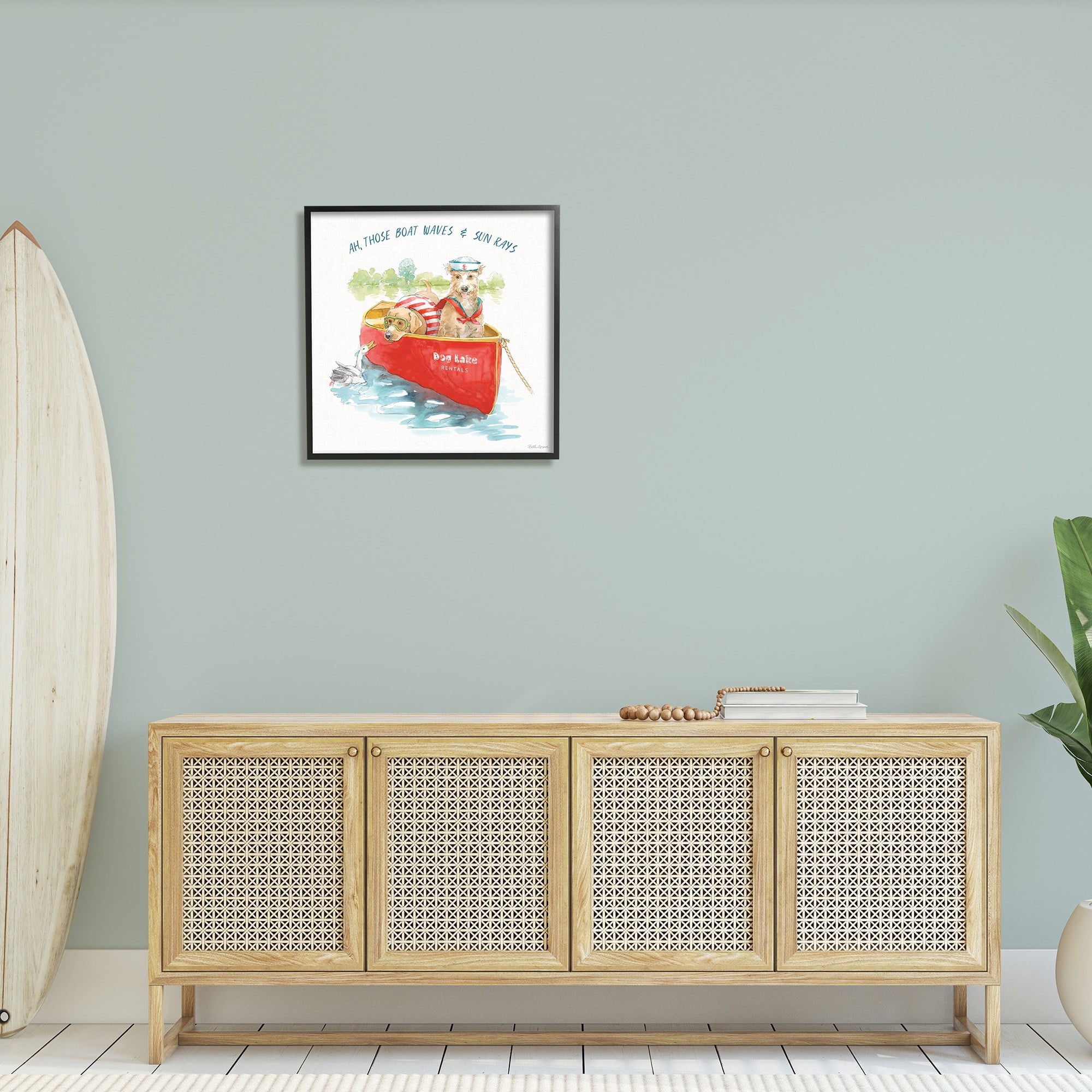 Stupell Industries Boat Waves Sun Rays Lake Phrase Sailor Dogs, 24 x 24,Design by Beth Grove