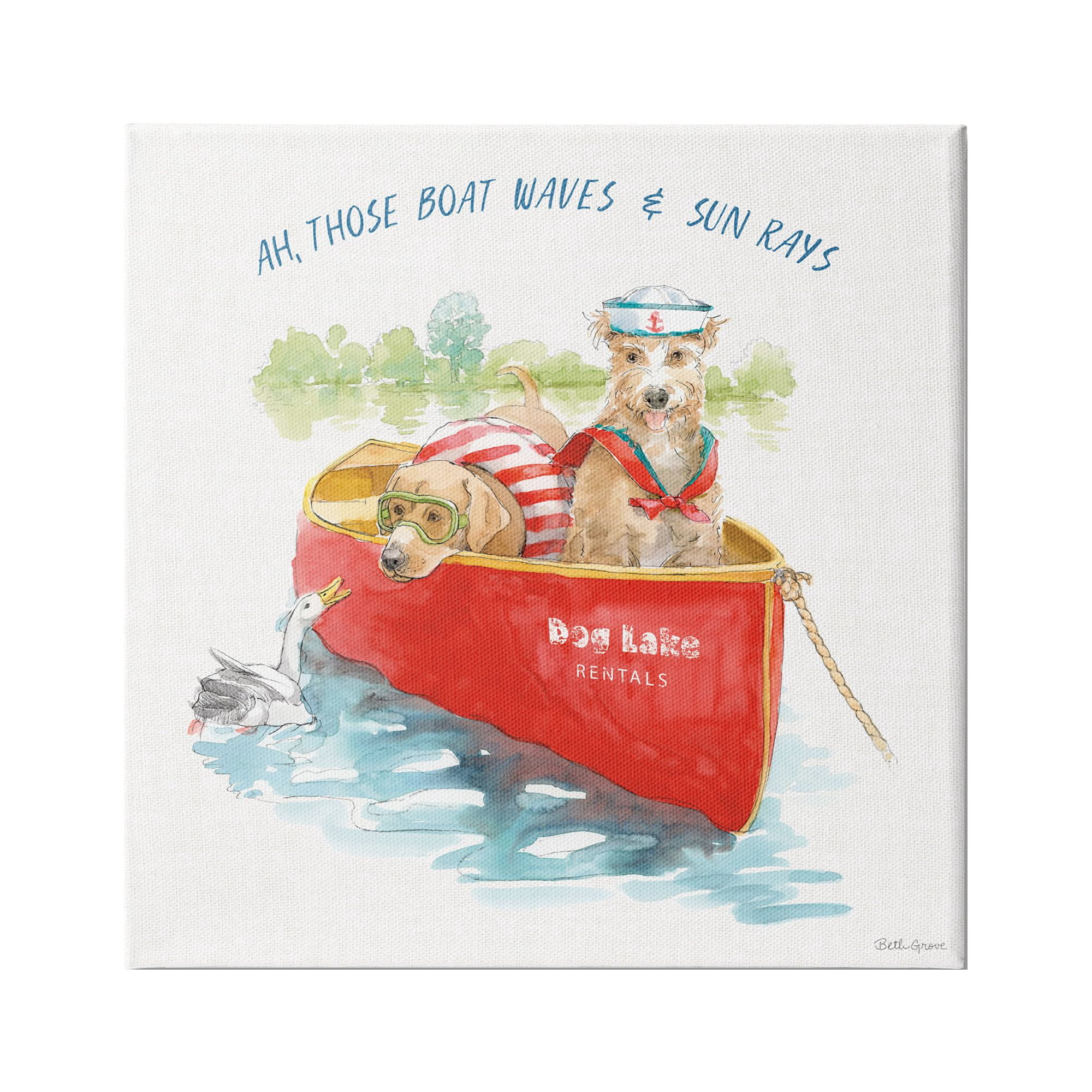 Stupell Industries Boat Waves Sun Rays Lake Phrase Sailor Dogs, 36 x 36,Design by Beth Grove