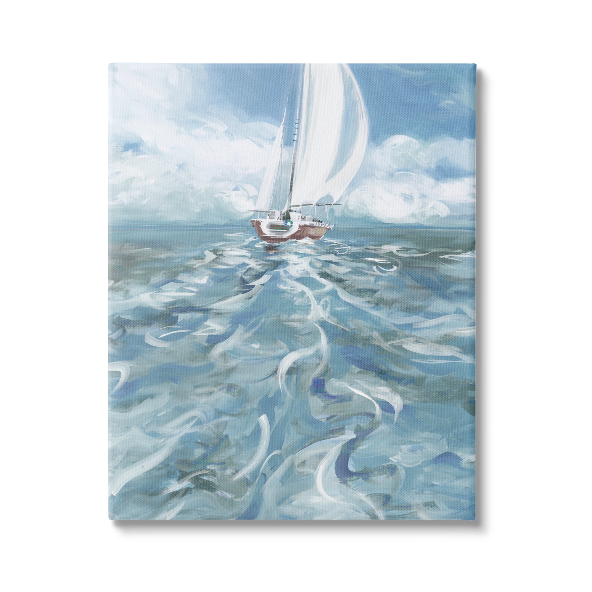 Stupell Industries Boat Waves Wake Painting Transportation Painting Gallery Wrapped Canvas Print Wall Art, 36 x 48