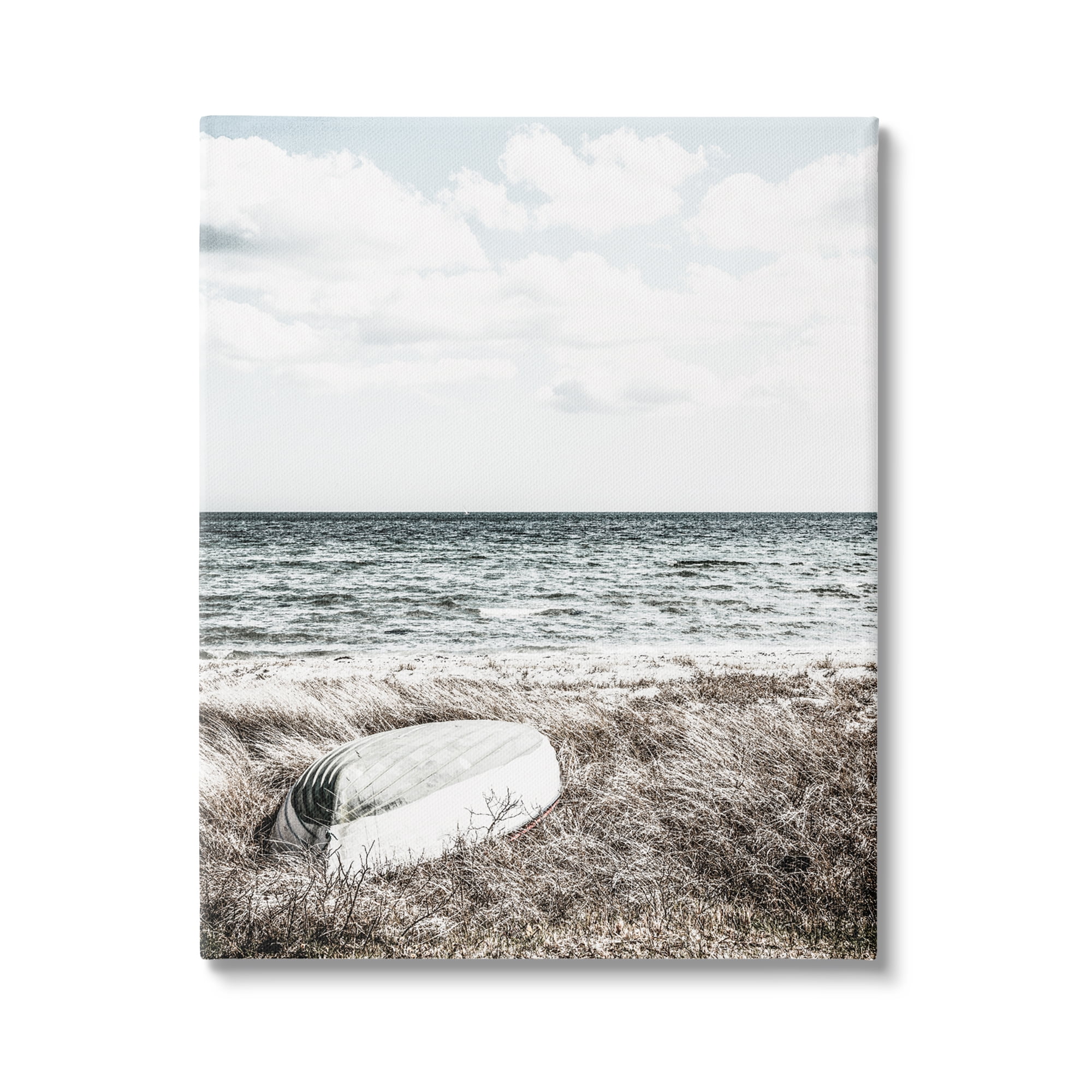Stupell Industries Boat on Beach Coast Nature Photography Gallery Wrapped Canvas Print Wall Art, 36 x 48