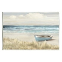 Stupell Industries Boat on Grassy Shore Landscape Painting Unframed Art Print Wall Art, 15 x 10