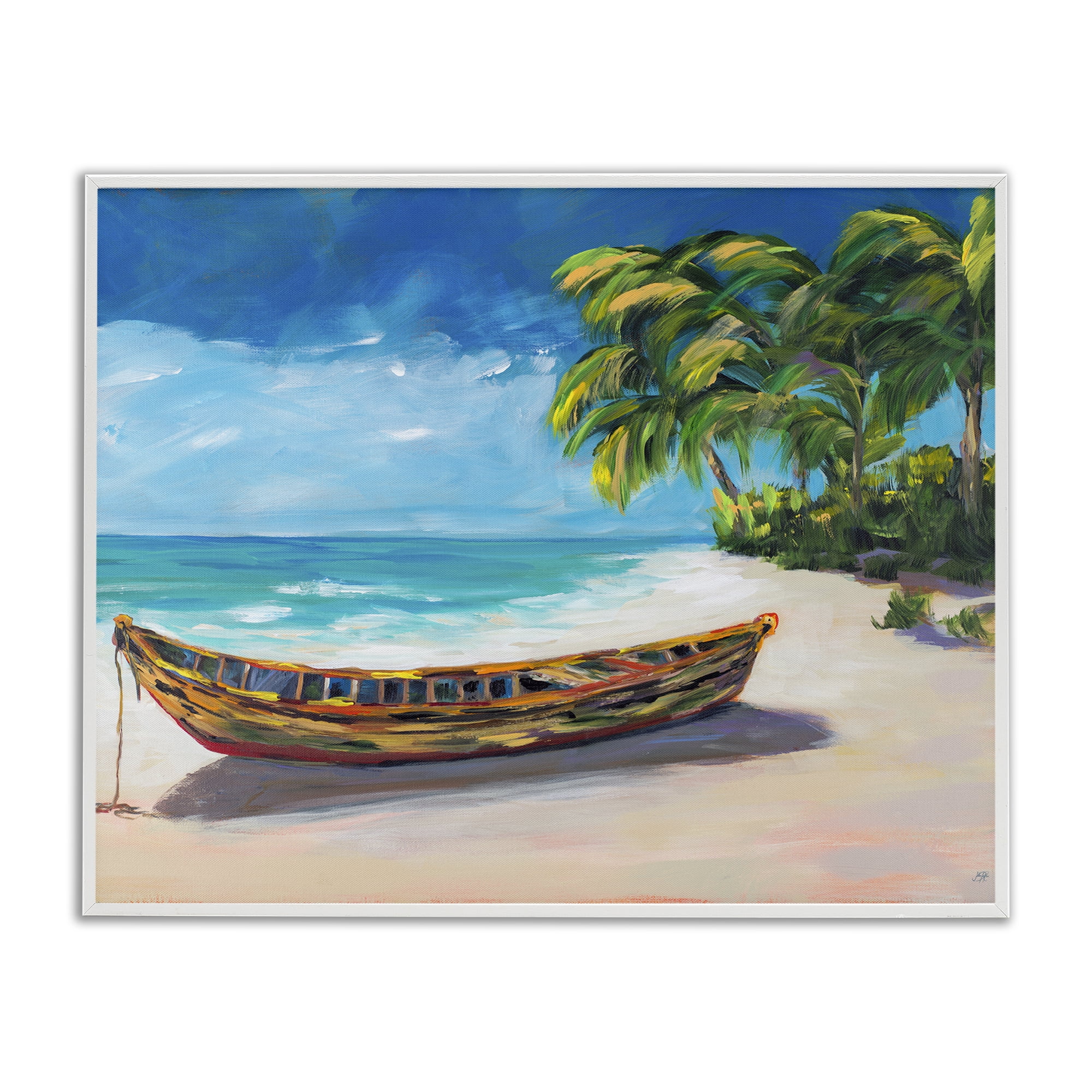 Stupell Industries Boat on Lost Island White Framed Giclee Art, design by Julie DeRice