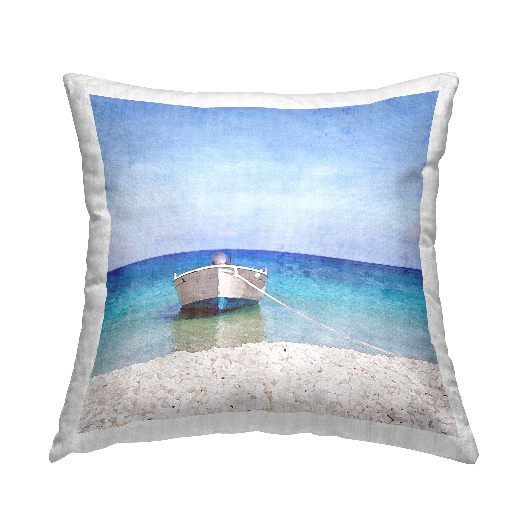 Stupell Industries Boat on Rocky Shore Decorative Printed Throw Pillow, 18 x 18