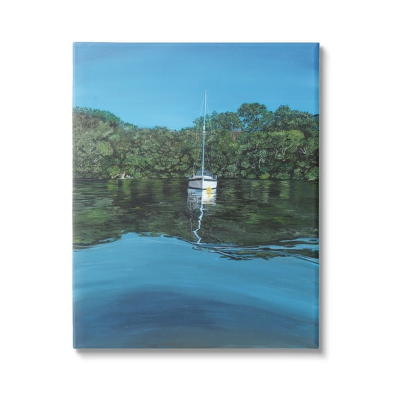Stupell Industries Boat on Sea Ripples Transportation Painting Gallery Wrapped Canvas Print Wall Art, 24 x 30