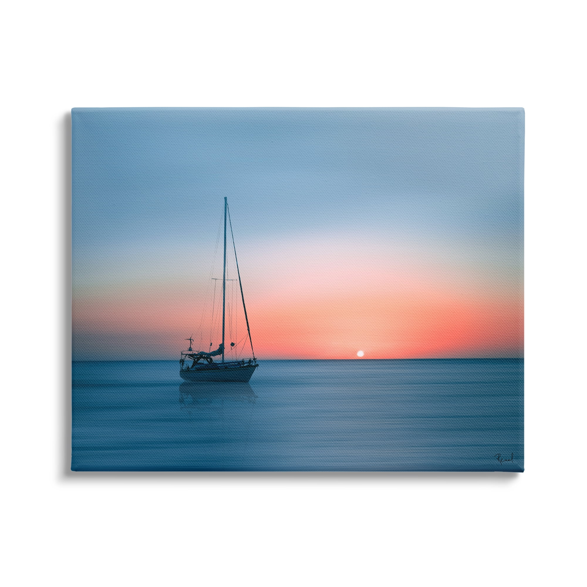Stupell Industries Boat on Sunset Horizon Transportation Photography Gallery Wrapped Canvas Art Print Wall Art, 30 x 24