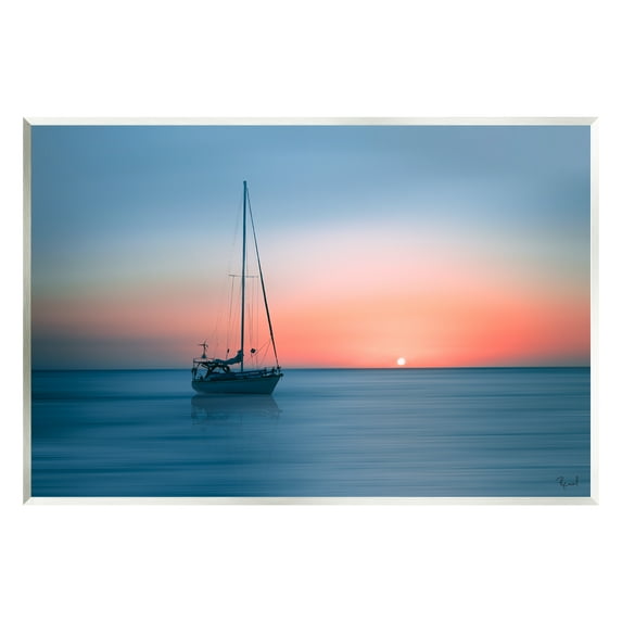 Stupell Industries Boat on Sunset Horizon Transportation Photography Unframed Art Print Wall Art, 15 x 10