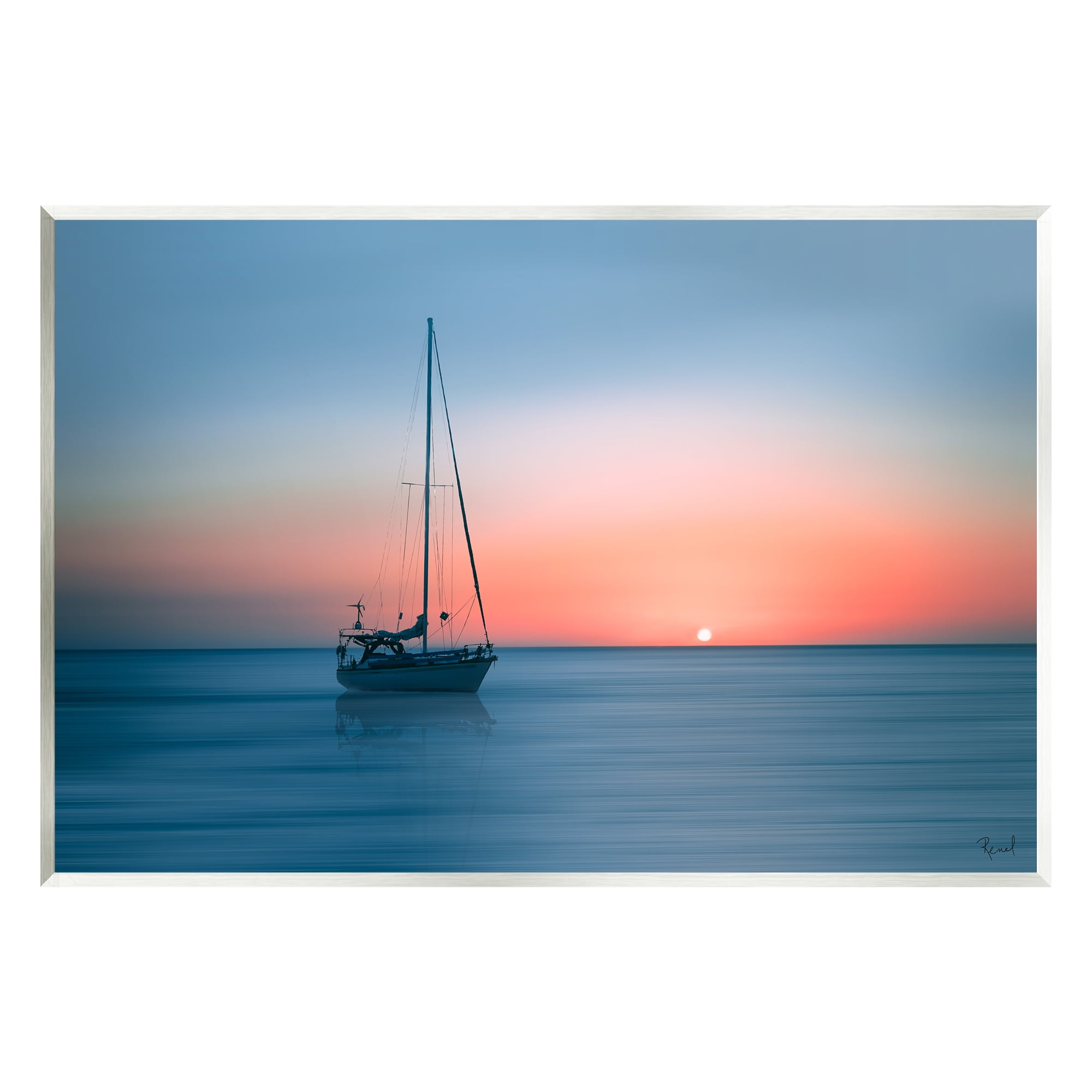 Stupell Industries Boat on Sunset Horizon Transportation Photography Unframed Art Print Wall Art, 19 x 13