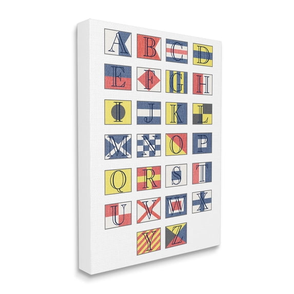 Stupell Industries Boating Flag Alphabet Geometric Nautical Chart Typography Painting Gallery Wrapped Canvas Art Print Wall Art, 24 x 30