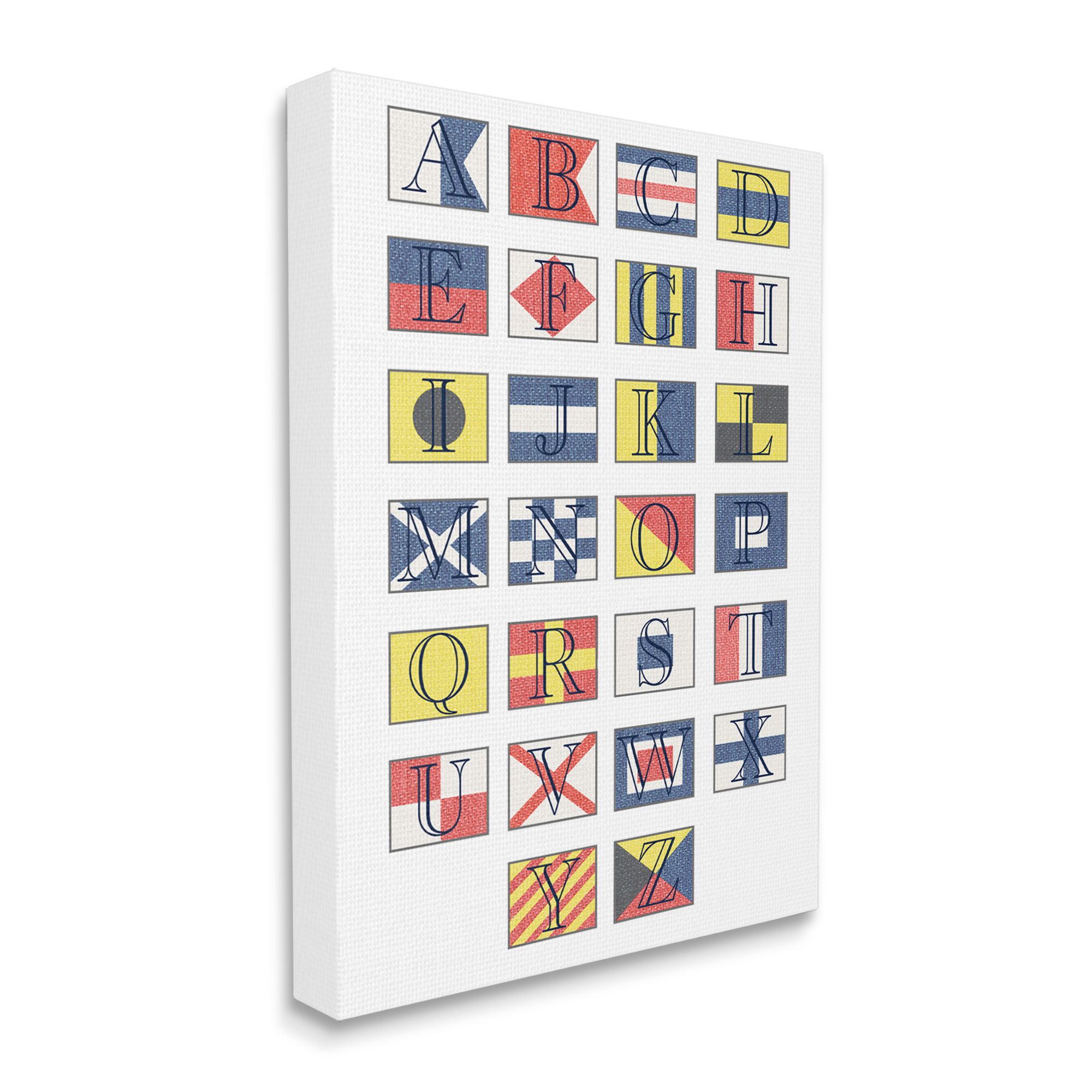 Stupell Industries Boating Flag Alphabet Geometric Nautical Chart Typography Painting Gallery Wrapped Canvas Art Print Wall Art, 30 x 40