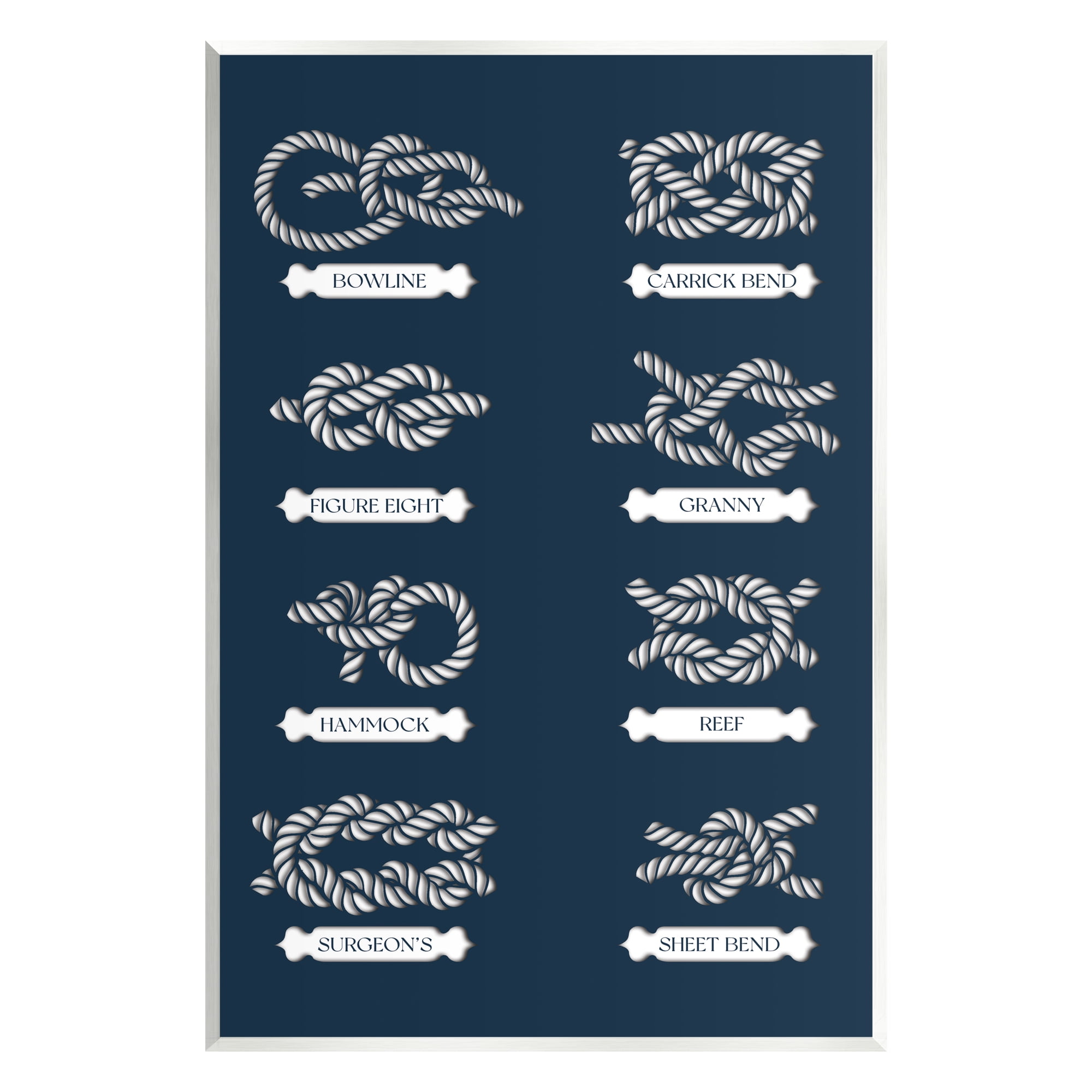 Nautical Diagram Coastal Wall Plaque Art in Blue and White