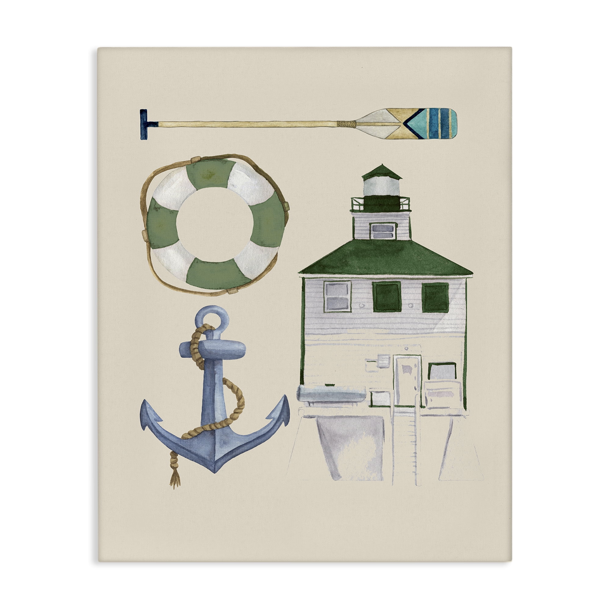 Stupell Industries Boating & Lake Gear Nautical & Beach Painting Wrapped Canvas Art Print Wall Art, 36 x 48