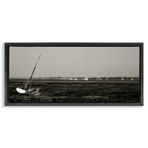 Stupell Industries Boating Towards Hayling Coastal Photography Black Floater Framed Canvas Art Print Wall Art, 25 x 11