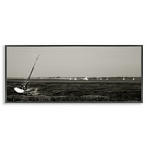Stupell Industries Boating Towards Hayling Coastal Photography Black Framed Art Print Wall Art, 24 x 10