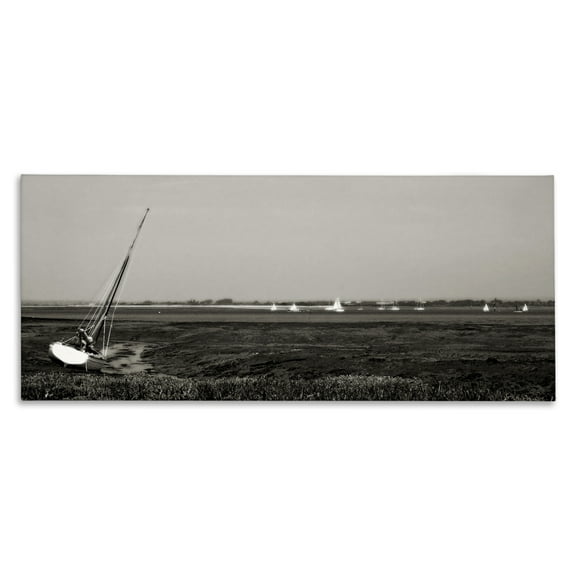Stupell Industries Boating Towards Hayling Coastal Photography Gallery Wrapped Canvas Art Print Wall Art, 24 x 10