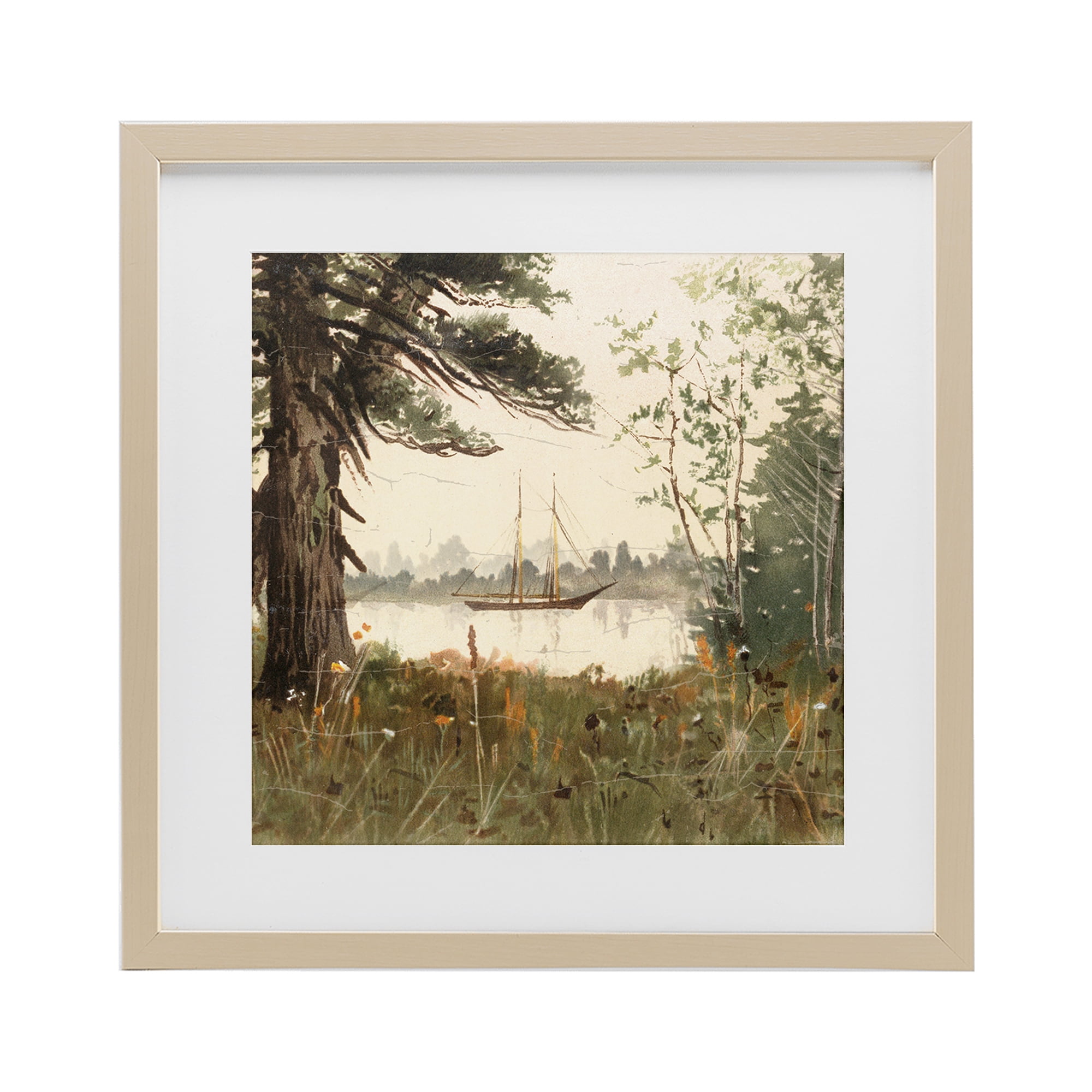 Stupell Industries Boating View Through Trees Birch Framed Print Under Glass, design by Lula Bijoux & co.