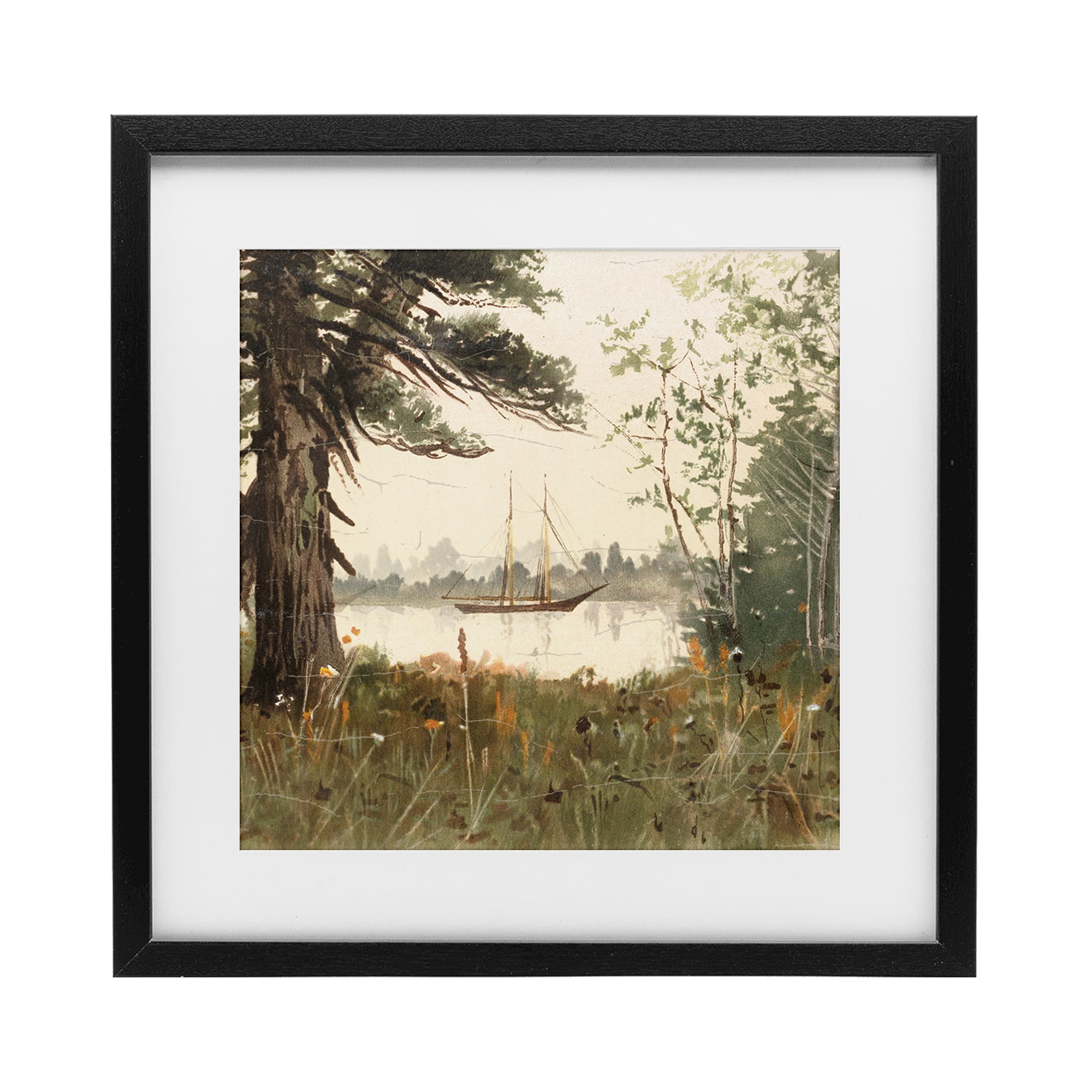 Stupell Industries Boating View Through Trees Black Framed Print Under Glass, design by Lula Bijoux & co.