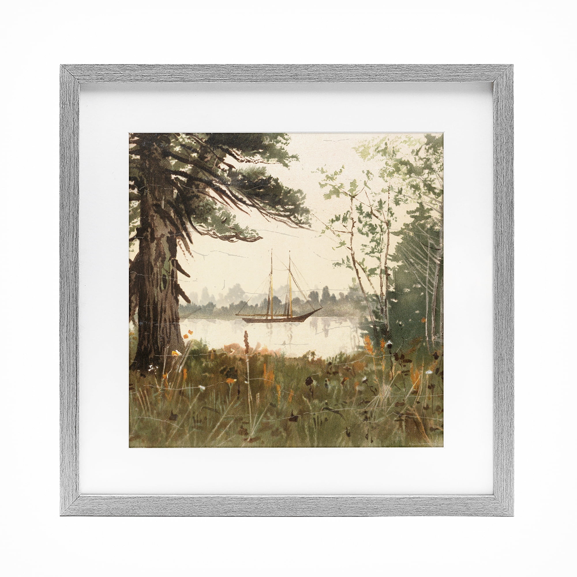 Stupell Industries Boating View Through Trees Gray Framed Print Under Glass, design by Lula Bijoux & co.