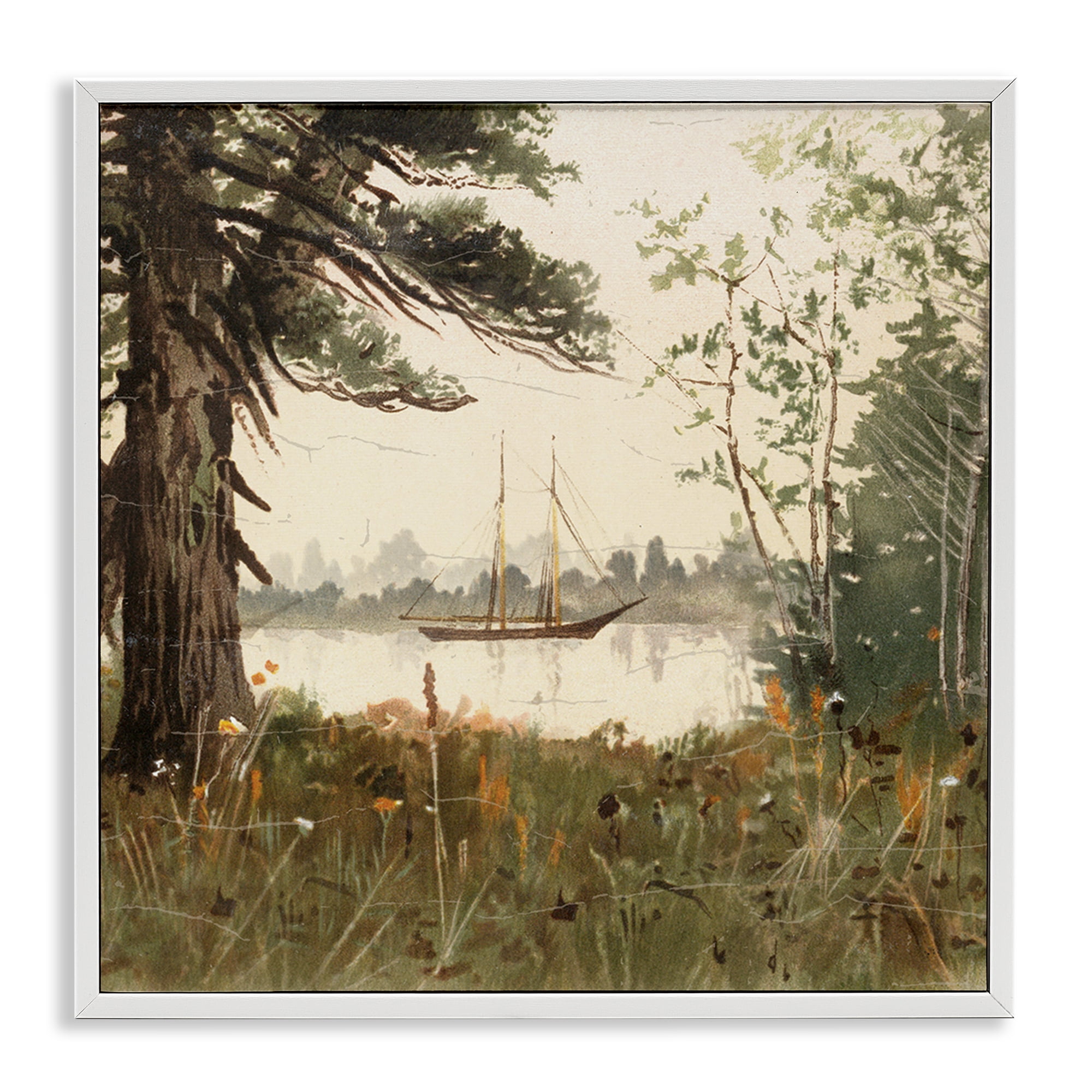 Stupell Industries Boating View Through Trees White Framed Giclee Art, design by Lula Bijoux & co.