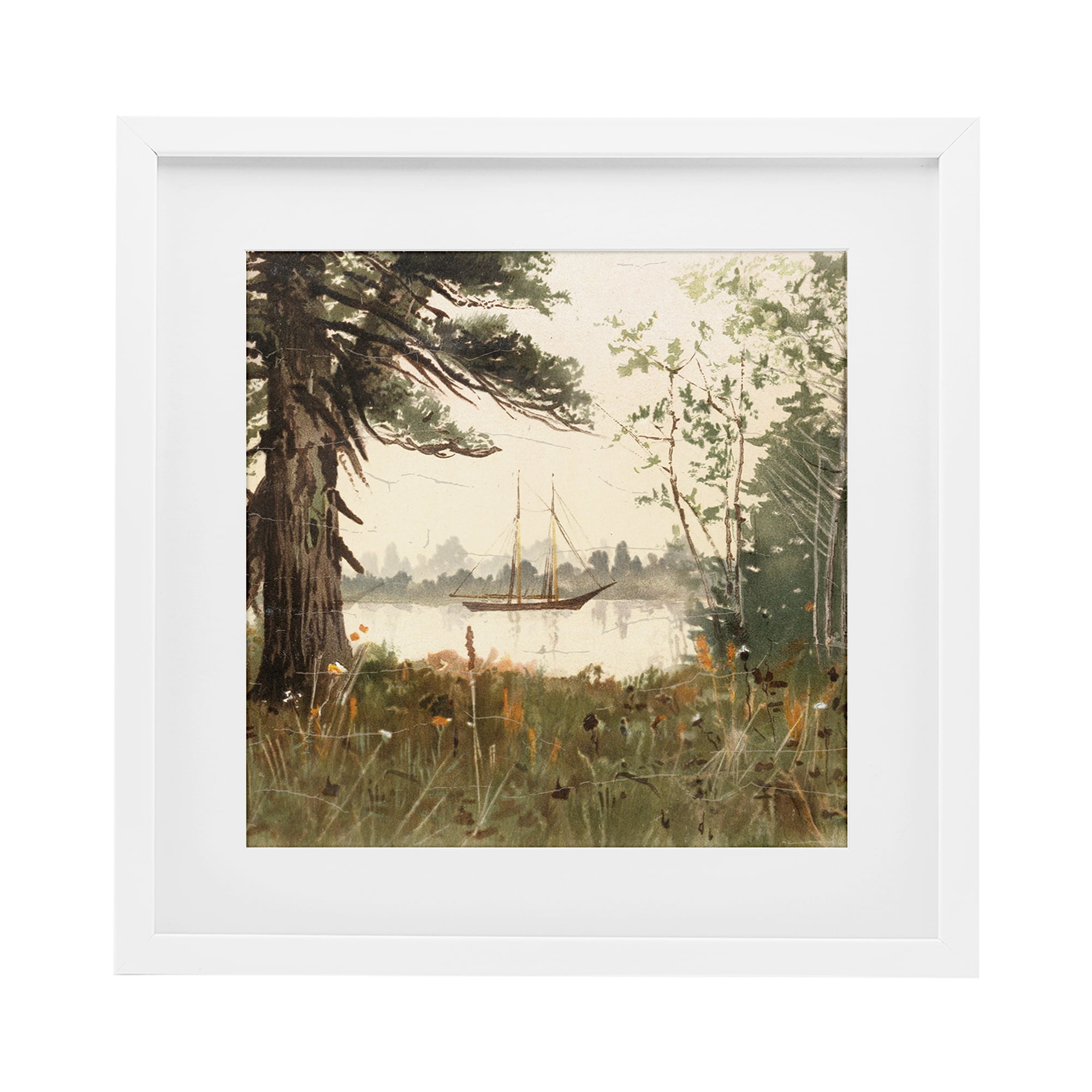 Stupell Industries Boating View Through Trees White Framed Print Under Glass, design by Lula Bijoux & co.
