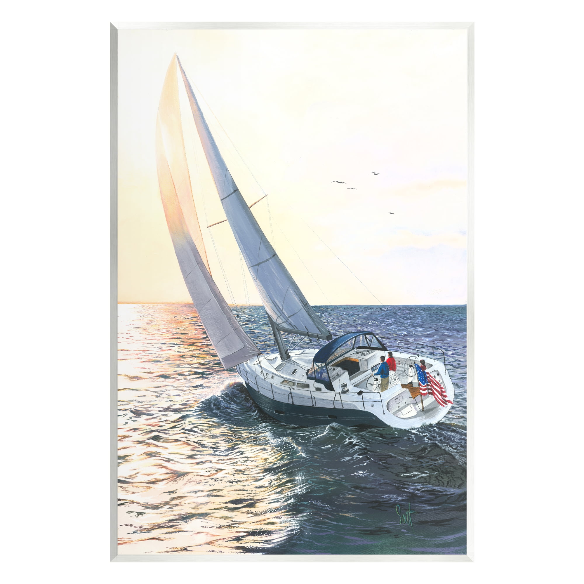 Stupell Industries Boating at Sunrise Transportation Painting Unframed Art Print Wall Art, 10 x 15