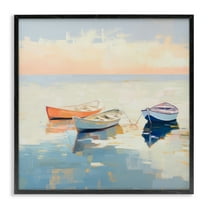 Stupell Industries Boats & Coastal Breeze Nautical & Beach Painting Black Framed Art Print Wall Art, 12 x 12