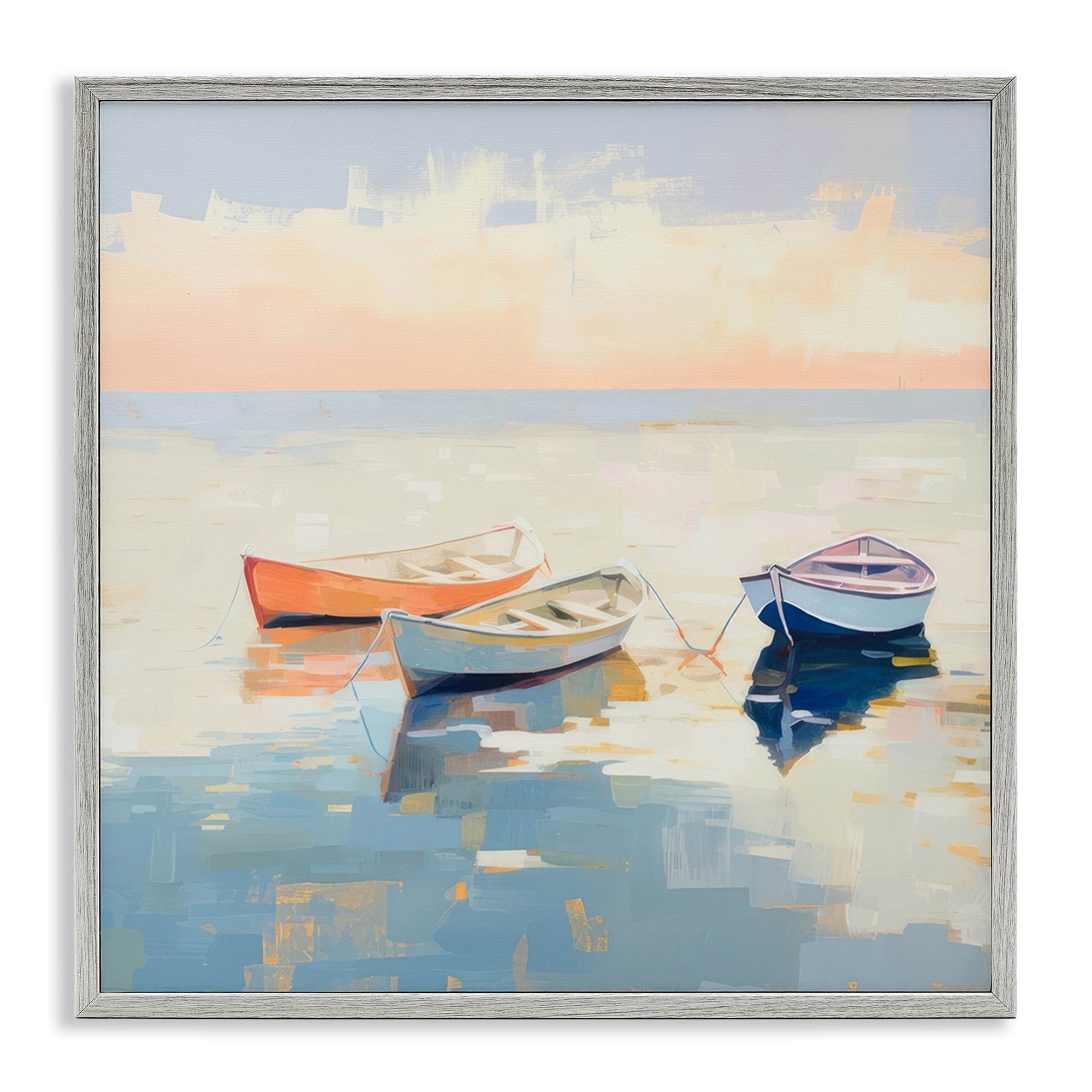 Stupell Industries Boats & Coastal Breeze Nautical & Beach Painting Gray Framed Art Print Wall Art, 12 x 12
