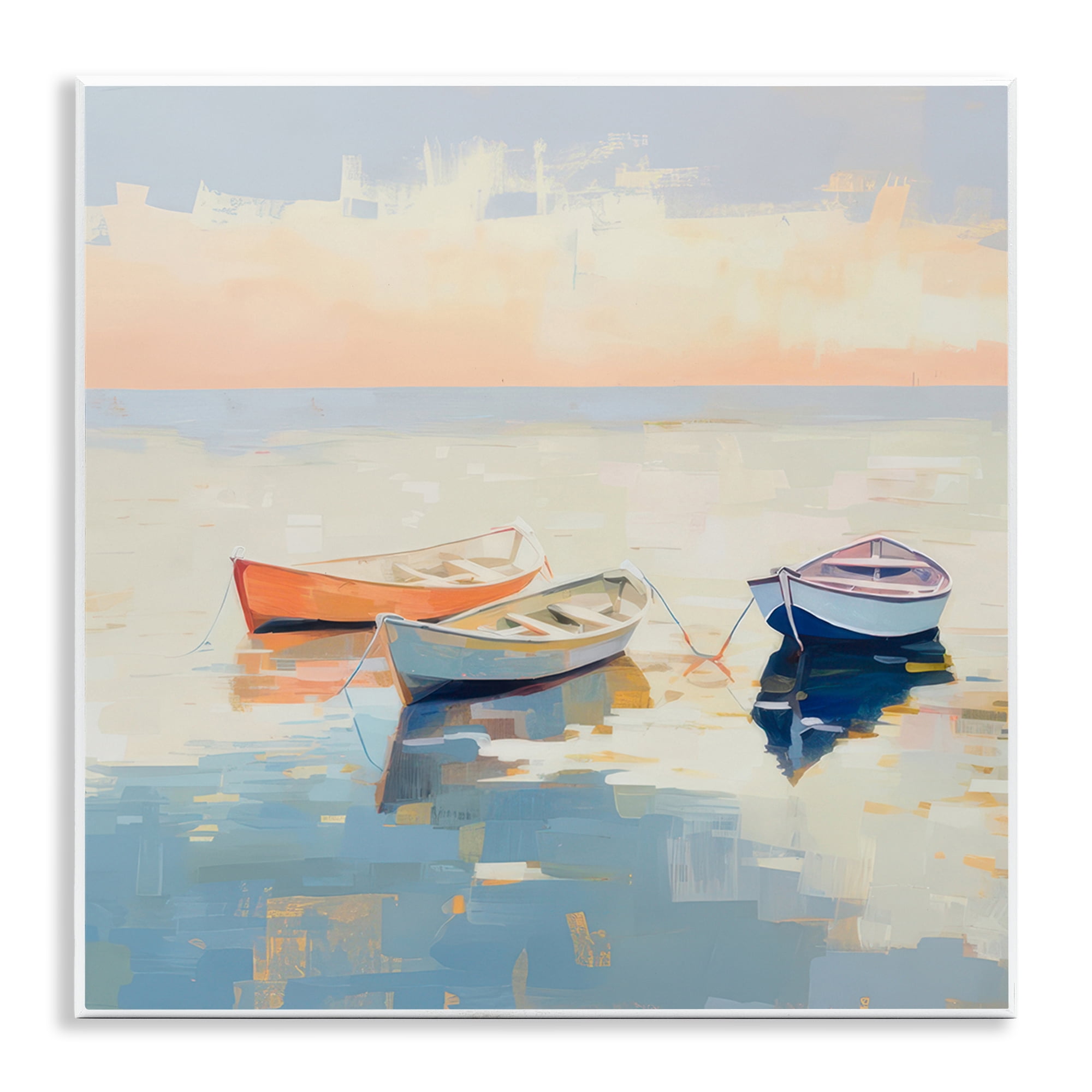 Stupell Industries Boats & Coastal Breeze Nautical & Beach Painting Unframed Art Print Wall Art, 12 x 12