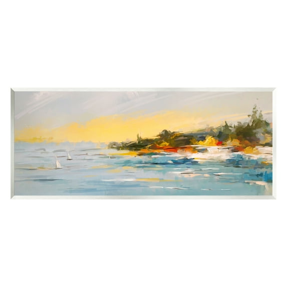 Stupell Industries Boats Ocean Scenery Landscape Painting Unframed Art Print Wall Art, 17 x 7