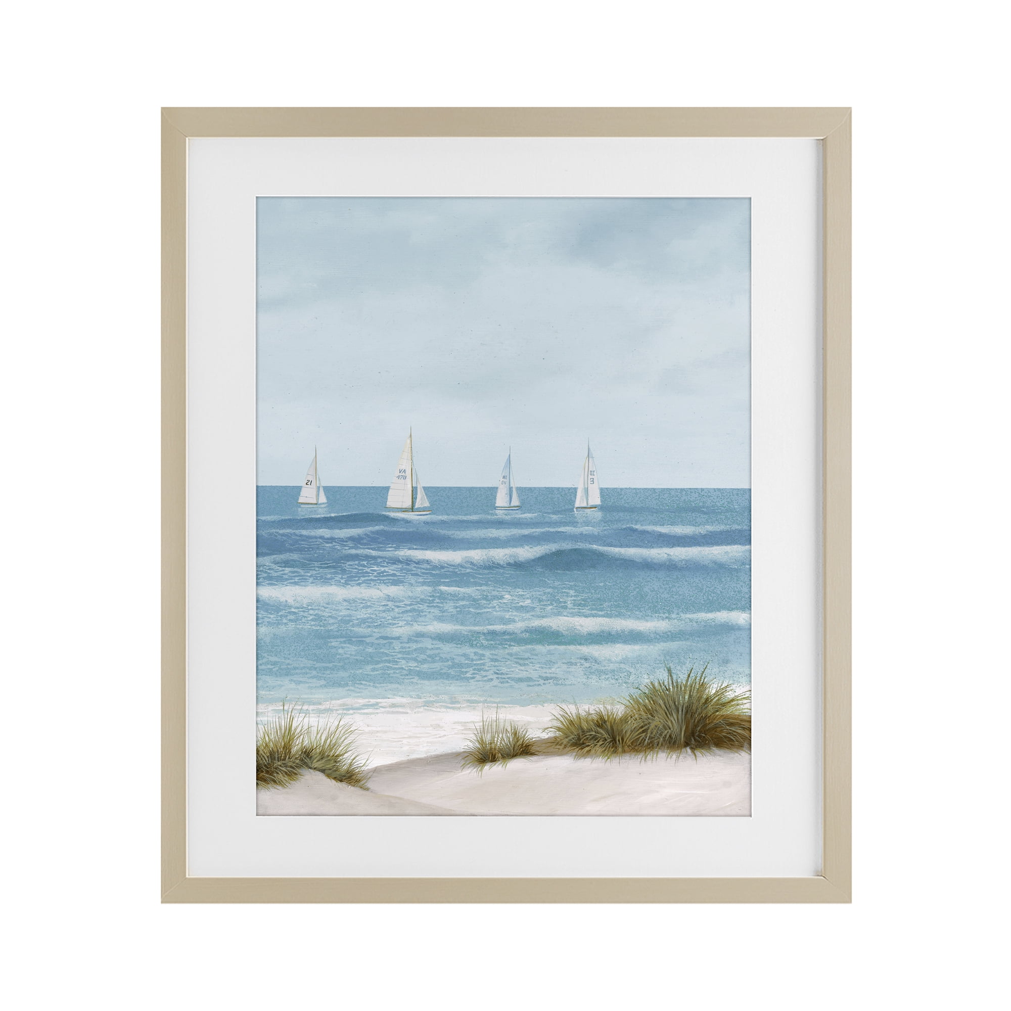 Stupell Industries Boats Sailing Away Birch Framed Print Under Glass, design by Lorenzo Collective