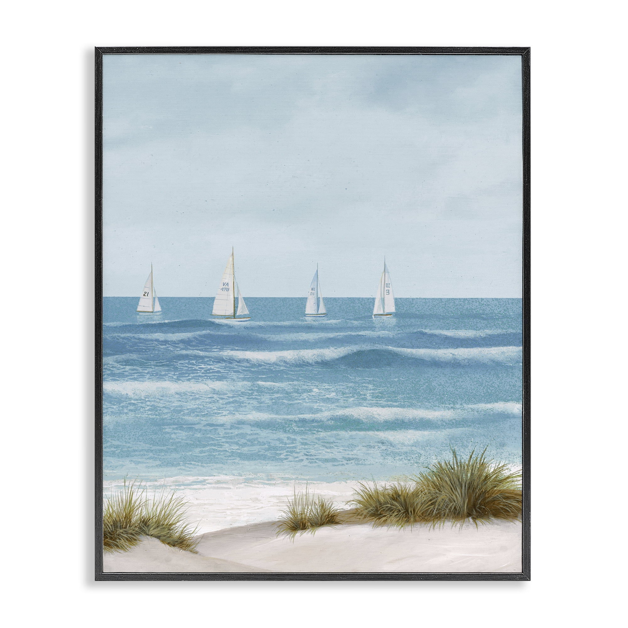 Stupell Industries Boats Sailing Away Black Framed Giclee Art, design by Lorenzo Collective