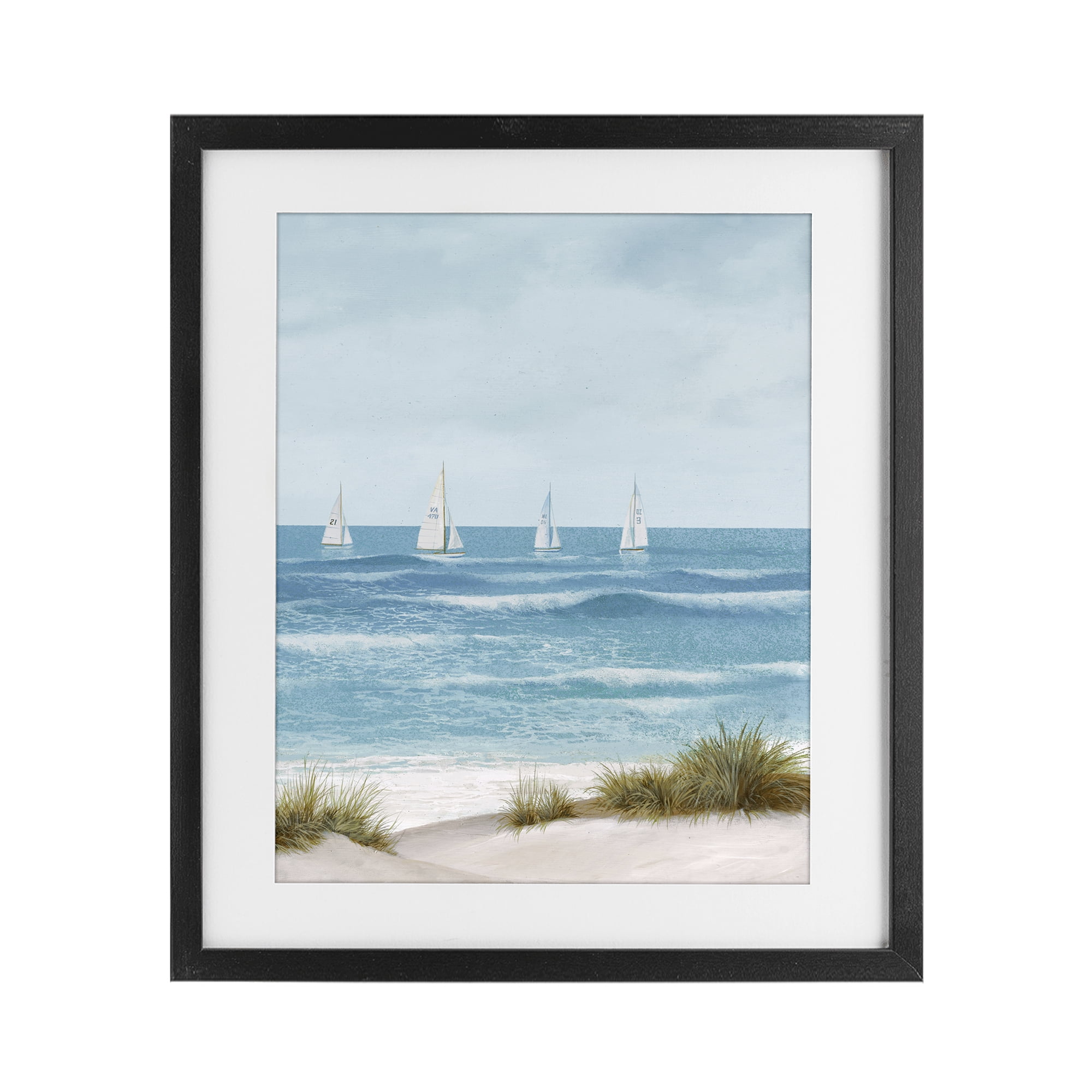 Stupell Industries Boats Sailing Away Black Framed Print Under Glass, design by Lorenzo Collective