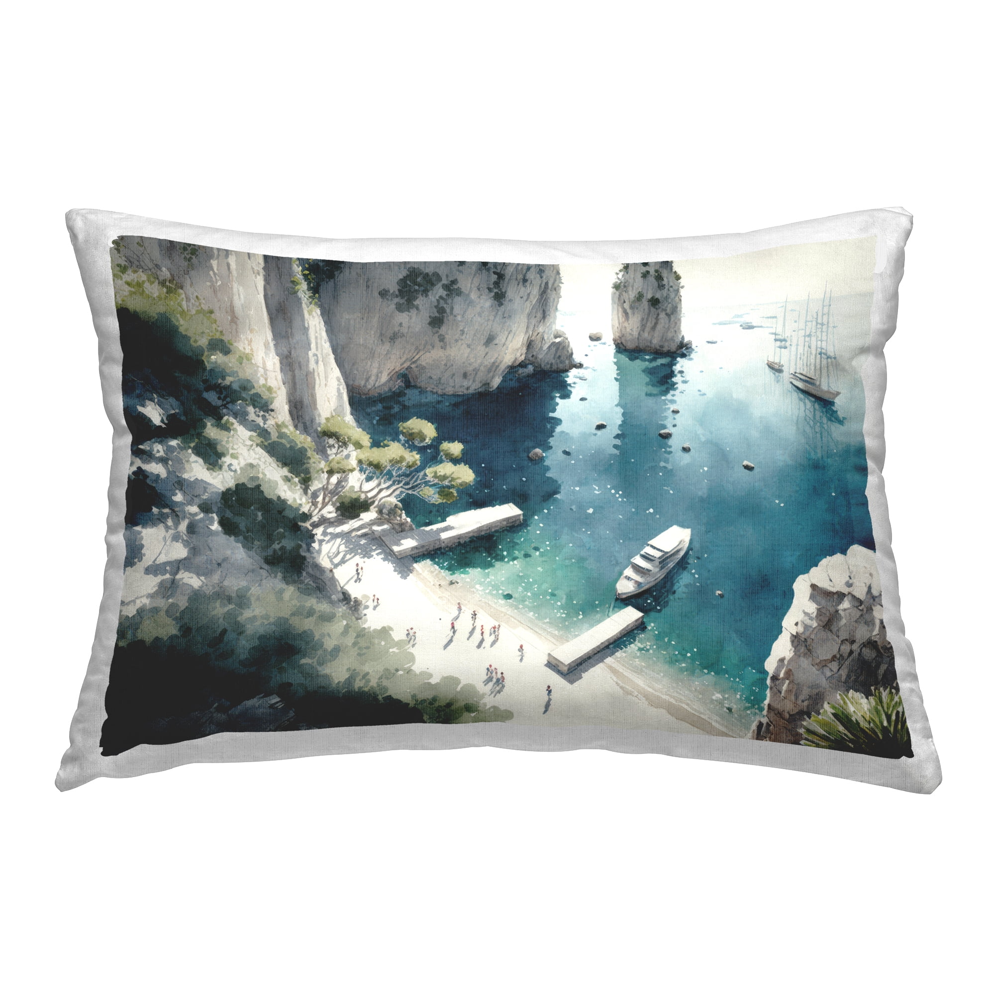Stupell Industries Boats on Rocky Shore Decorative Printed Throw Pillow Design by Svetlana Aleynikova.