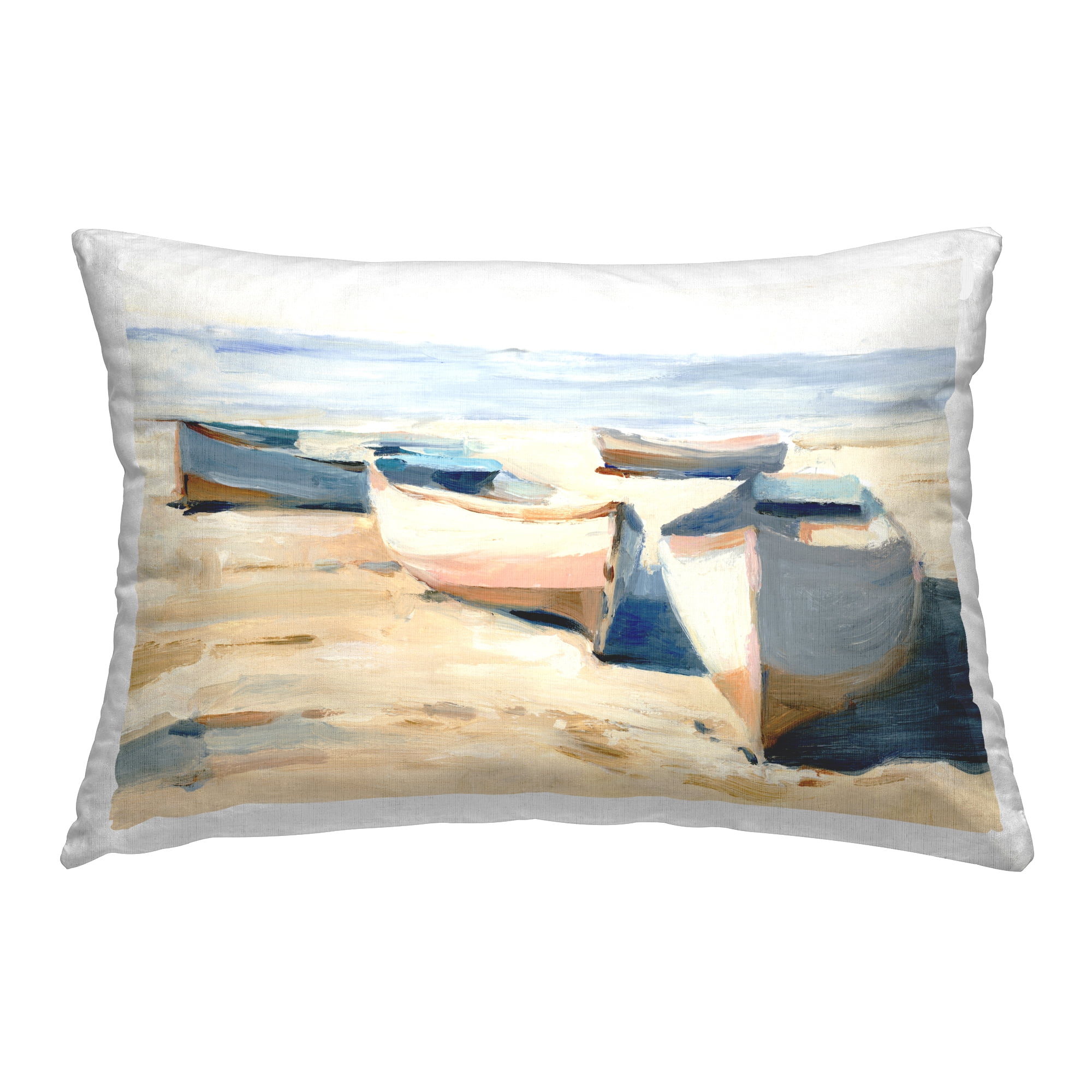Stupell Industries Boats on Sea Shore Decorative Printed Throw Pillow, 14 x 20
